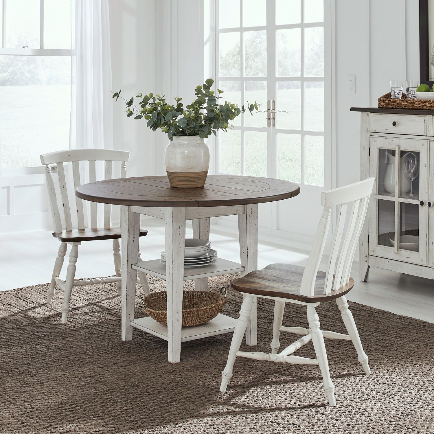 Al Fresco Round Wood Drop Leaf Dining Table