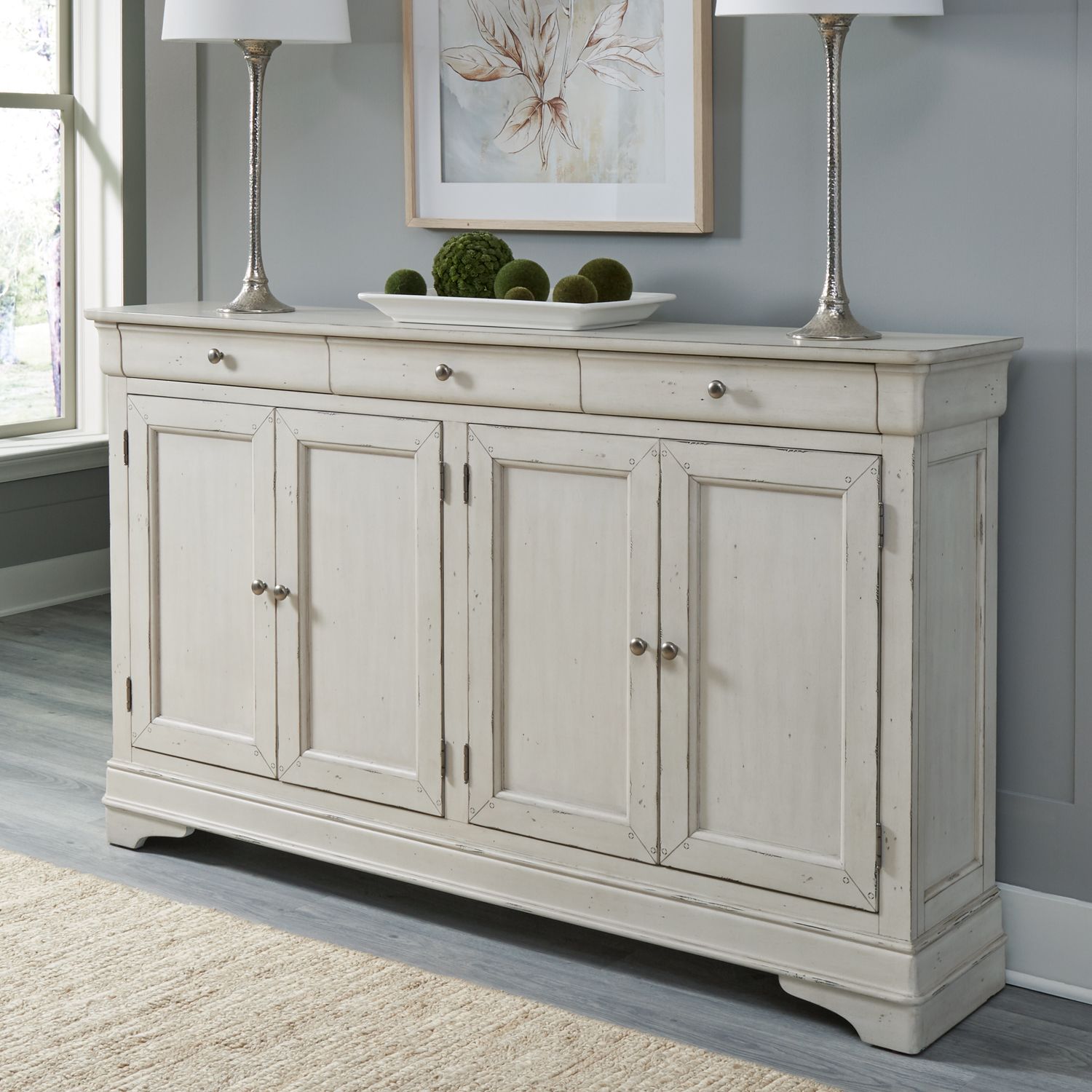 Morrow Bay Wood 4-Door 3-Drawer Hall Buffet