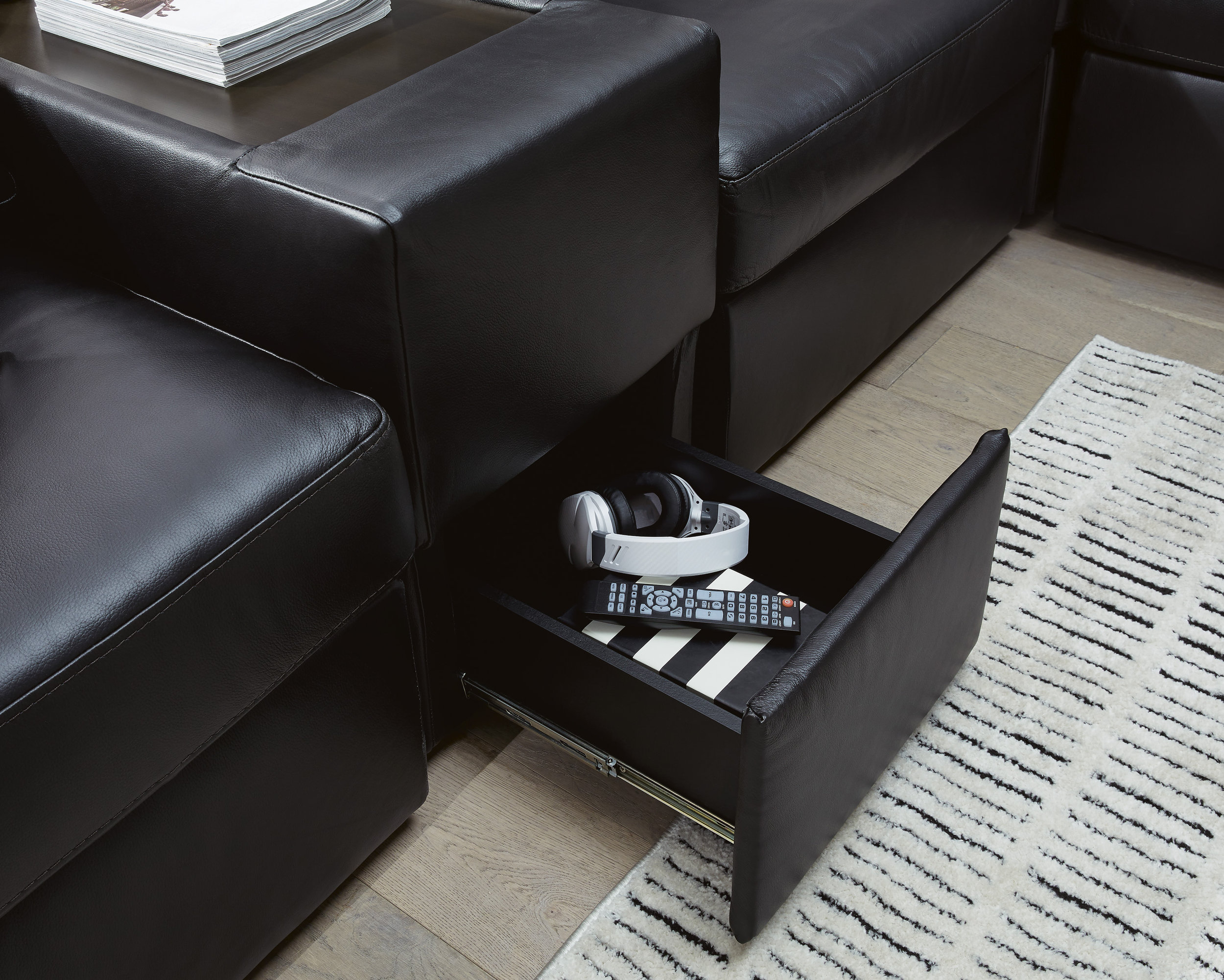 ModMax II U-Shaped Leather 8-Piece Sectional with Chaise & Storage Consoles