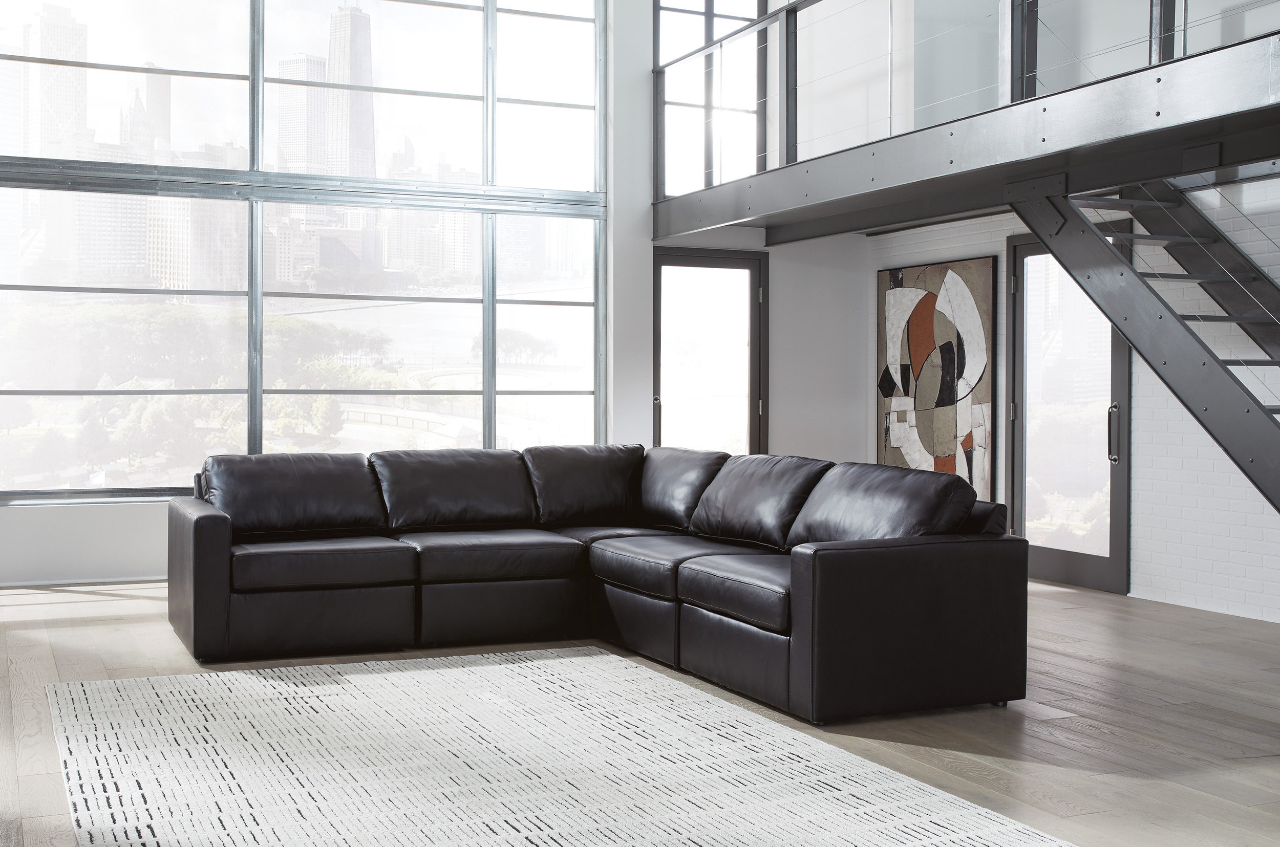 ModMax II L-Shaped Leather 5-Piece Sectional