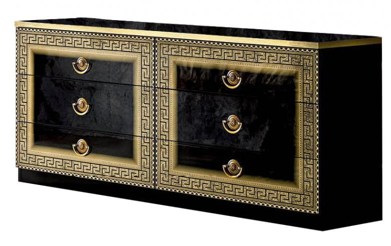 Aida bedroom set Black/Gold Dresser