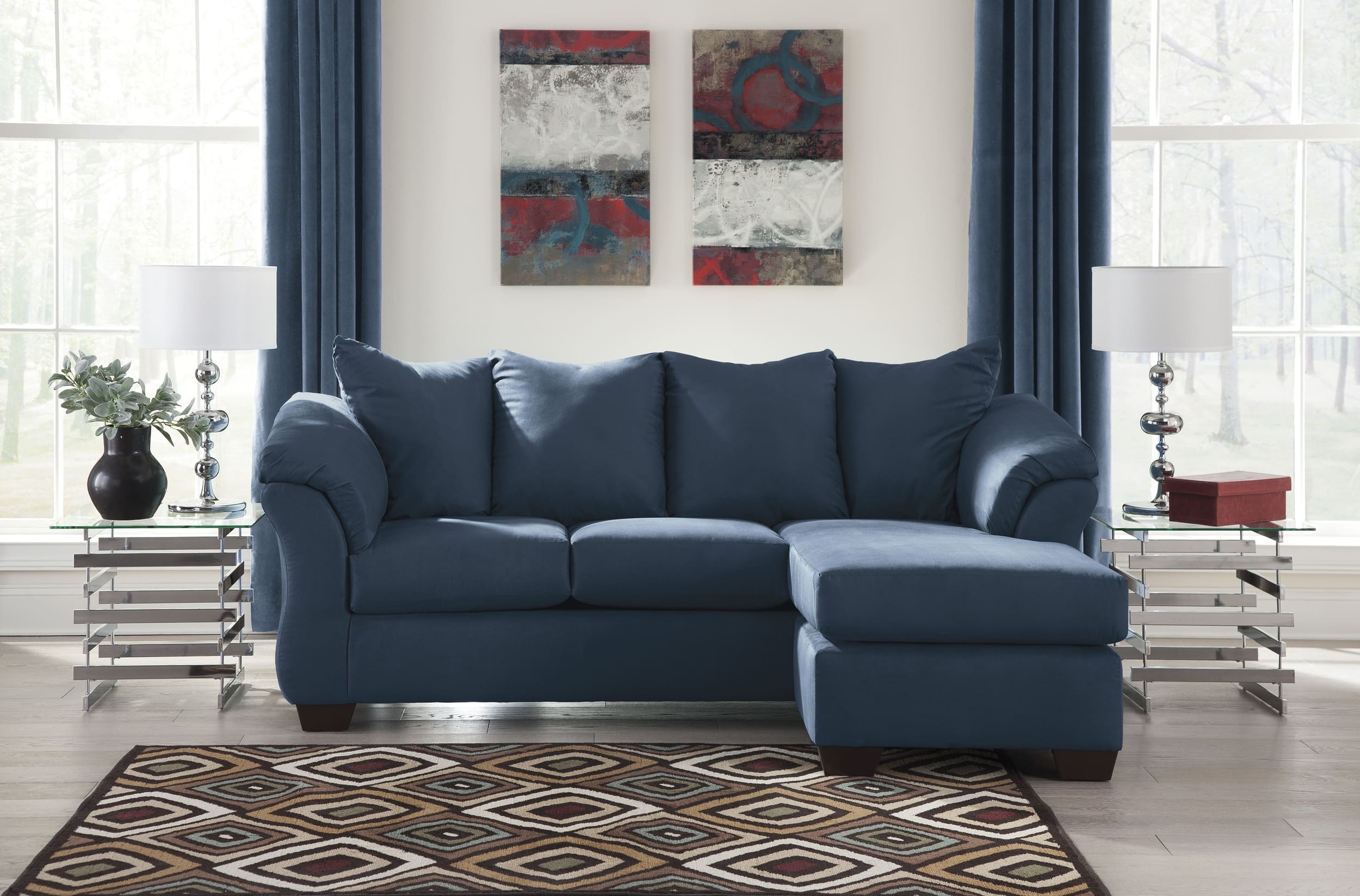 Darcy Polyester L-Shaped Sectional Sofa w/Reversible Chaise