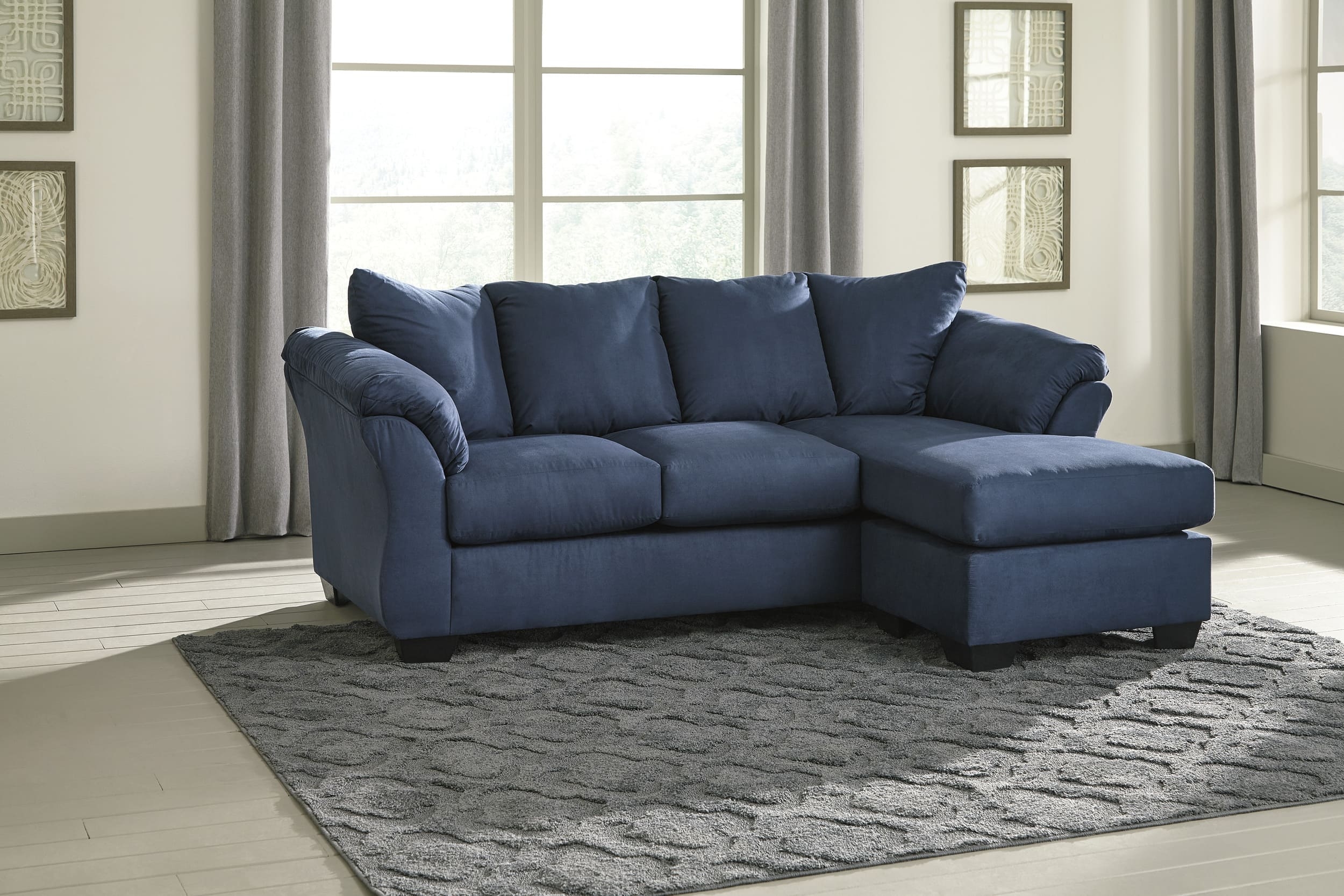 Darcy Polyester L-Shaped Sectional Sofa w/Reversible Chaise