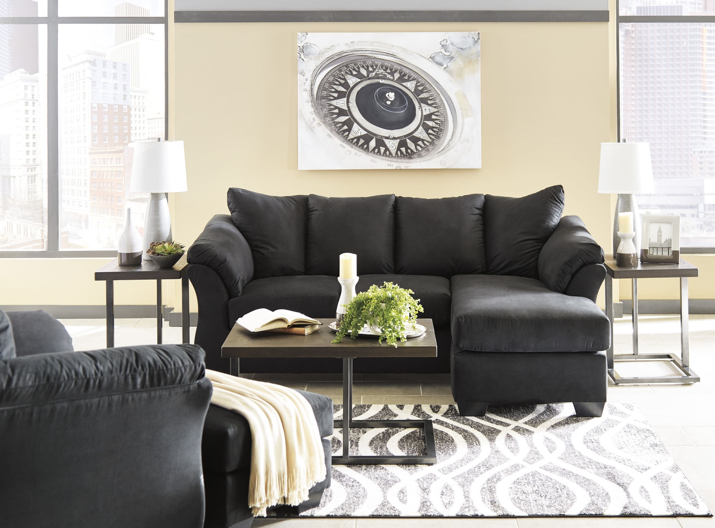 Darcy Polyester L-Shaped Sectional Sofa w/Reversible Chaise