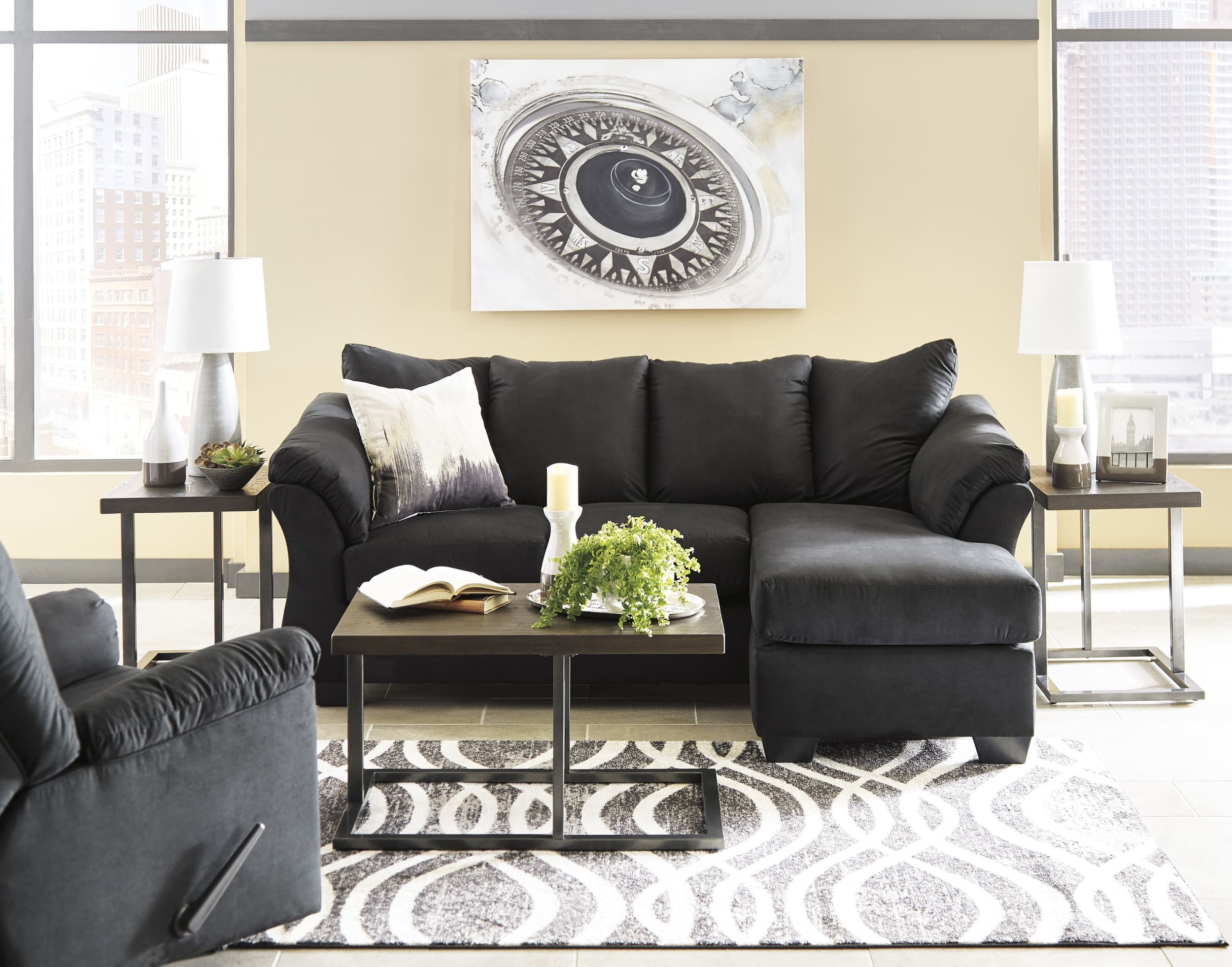 Ashley Darcy Sofa Chaise, Loveseat And Center Table