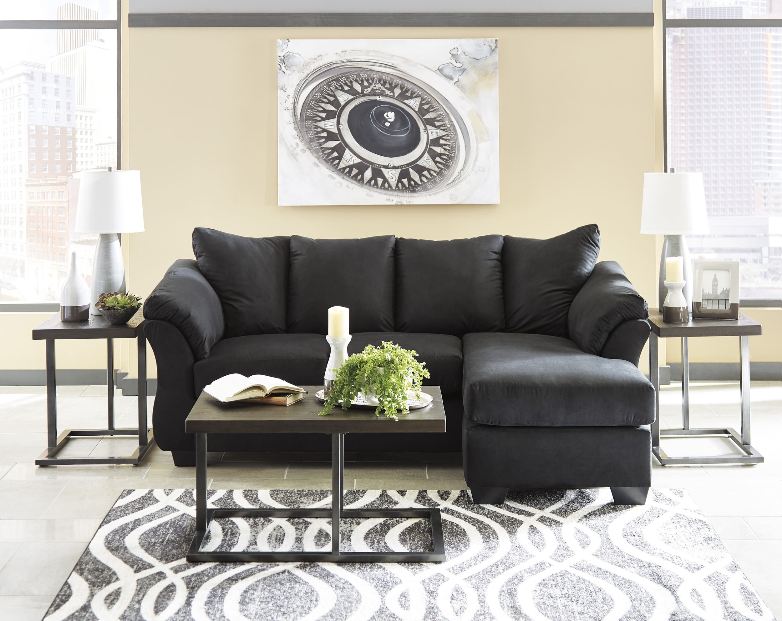 Darcy Polyester L-Shaped Sectional Sofa w/Reversible Chaise