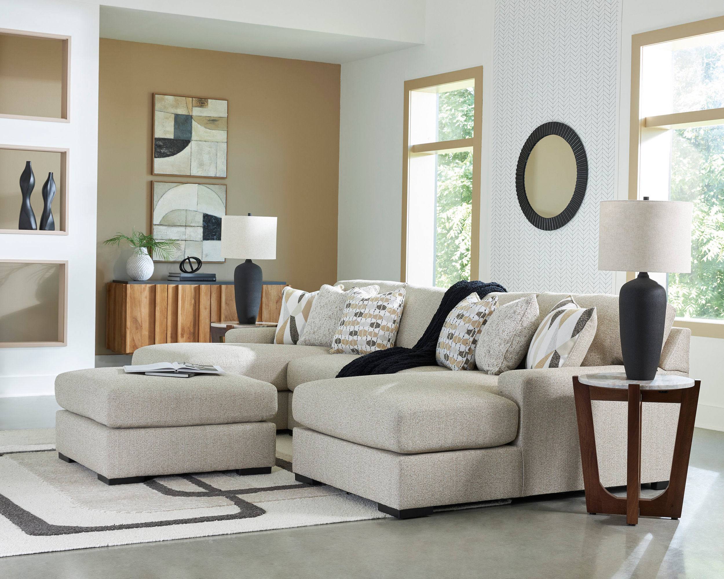 Laurelgrove U-Shaped Polyester 3-Piece Double Chaise Sectional