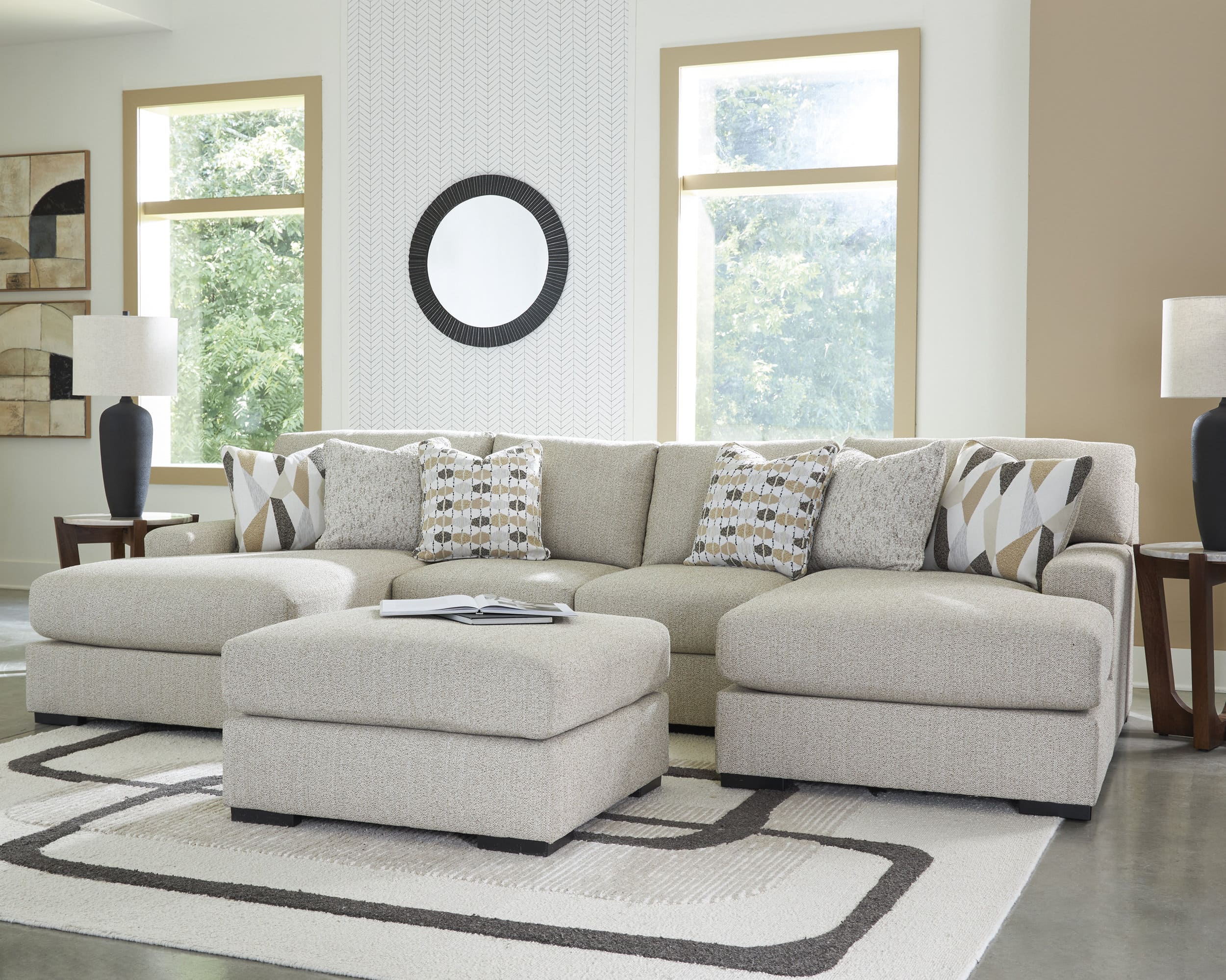 Laurelgrove U-Shaped Polyester 3-Piece Double Chaise Sectional