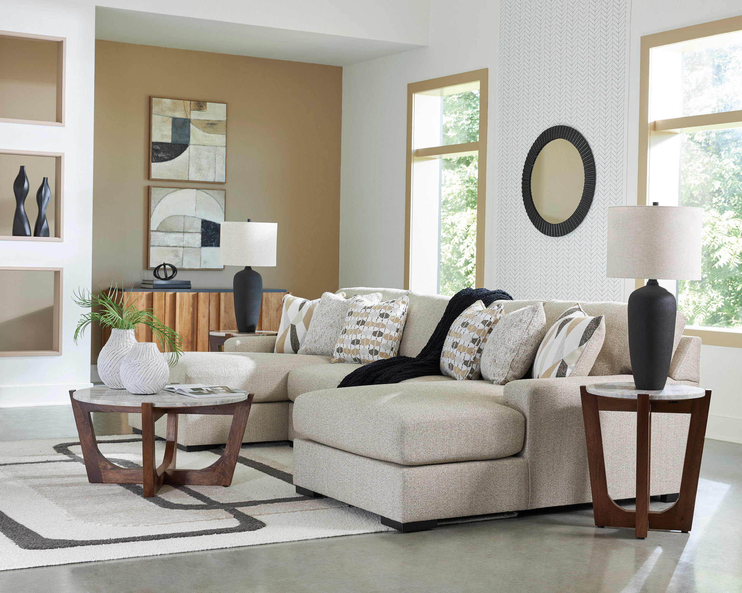 Laurelgrove U-Shaped Polyester 3-Piece Double Chaise Sectional