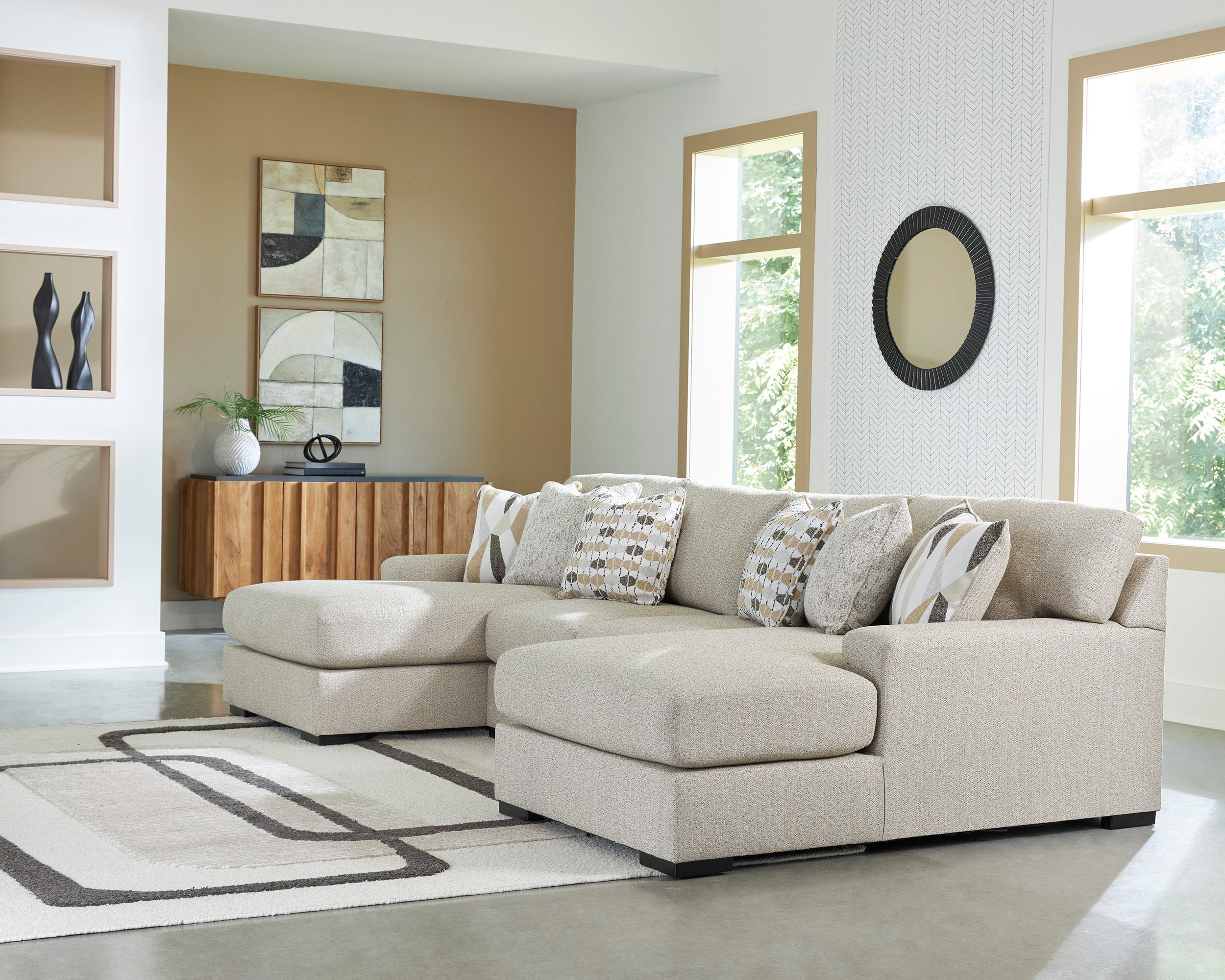 Laurelgrove U-Shaped Polyester 3-Piece Double Chaise Sectional
