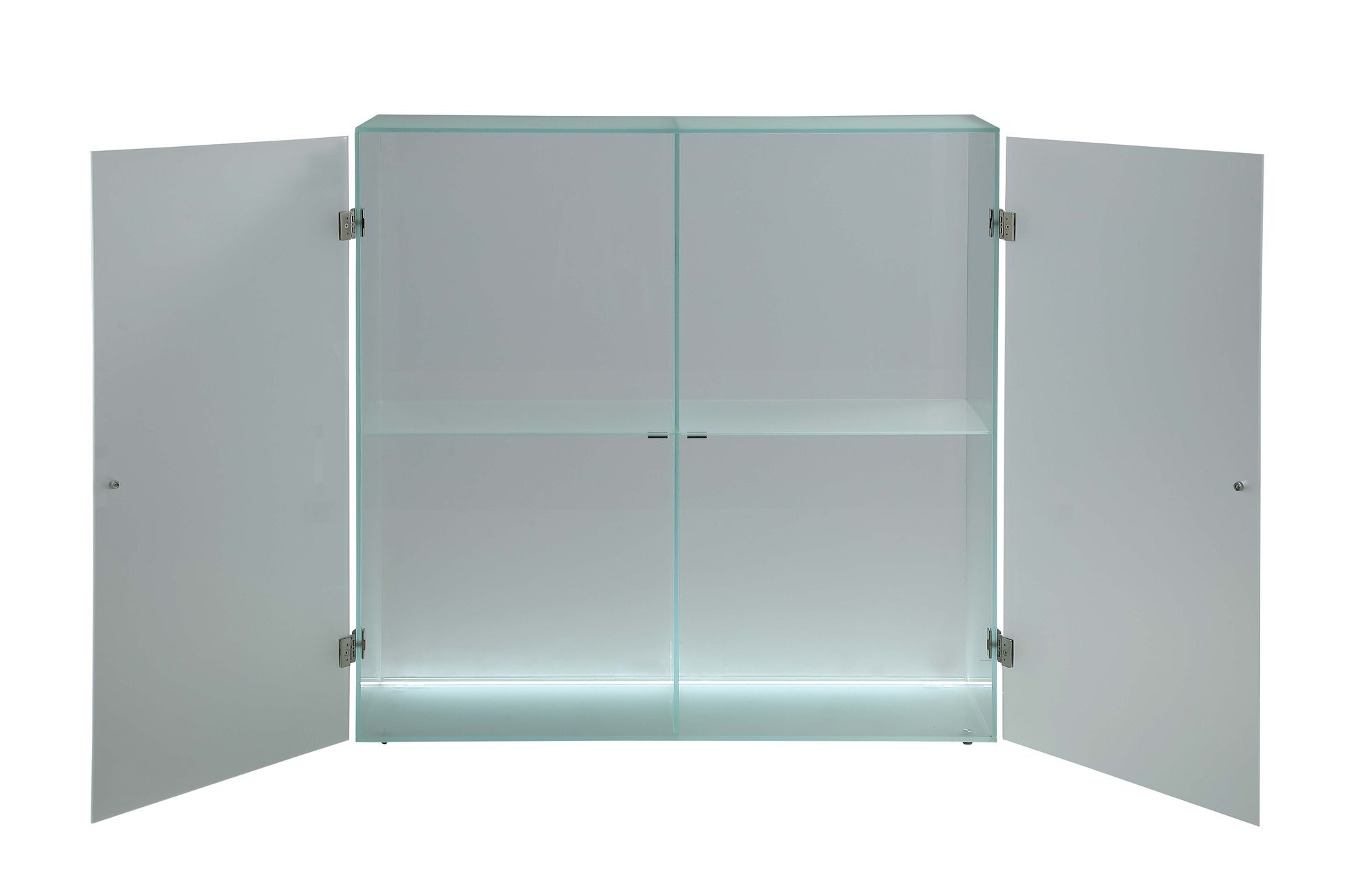 75301 Frosted Glass Cabinet with Doors, Shelves & LED Lights