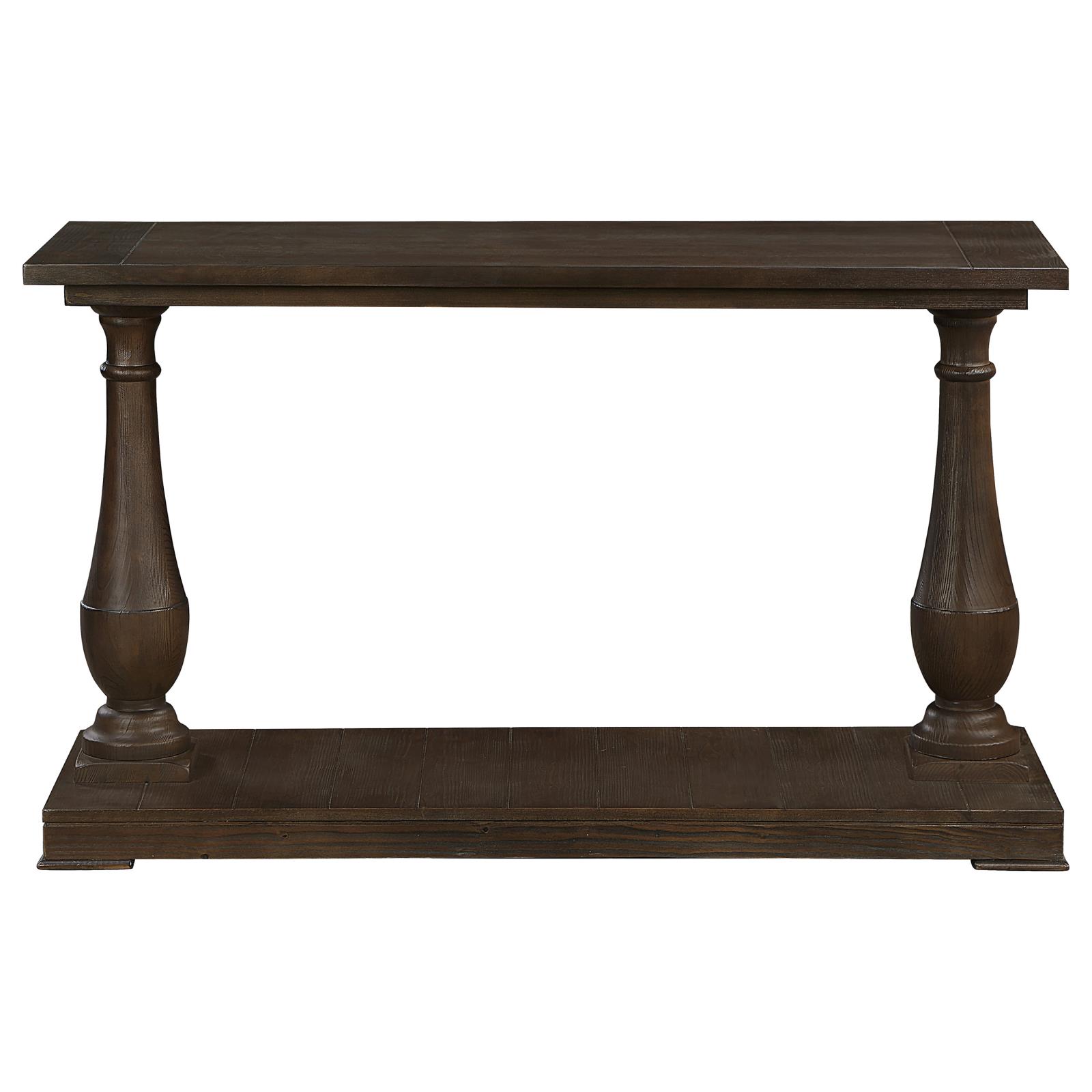 Walden Wood Veneer Rectangular Sofa Table with Turned Legs and Floor Shelf