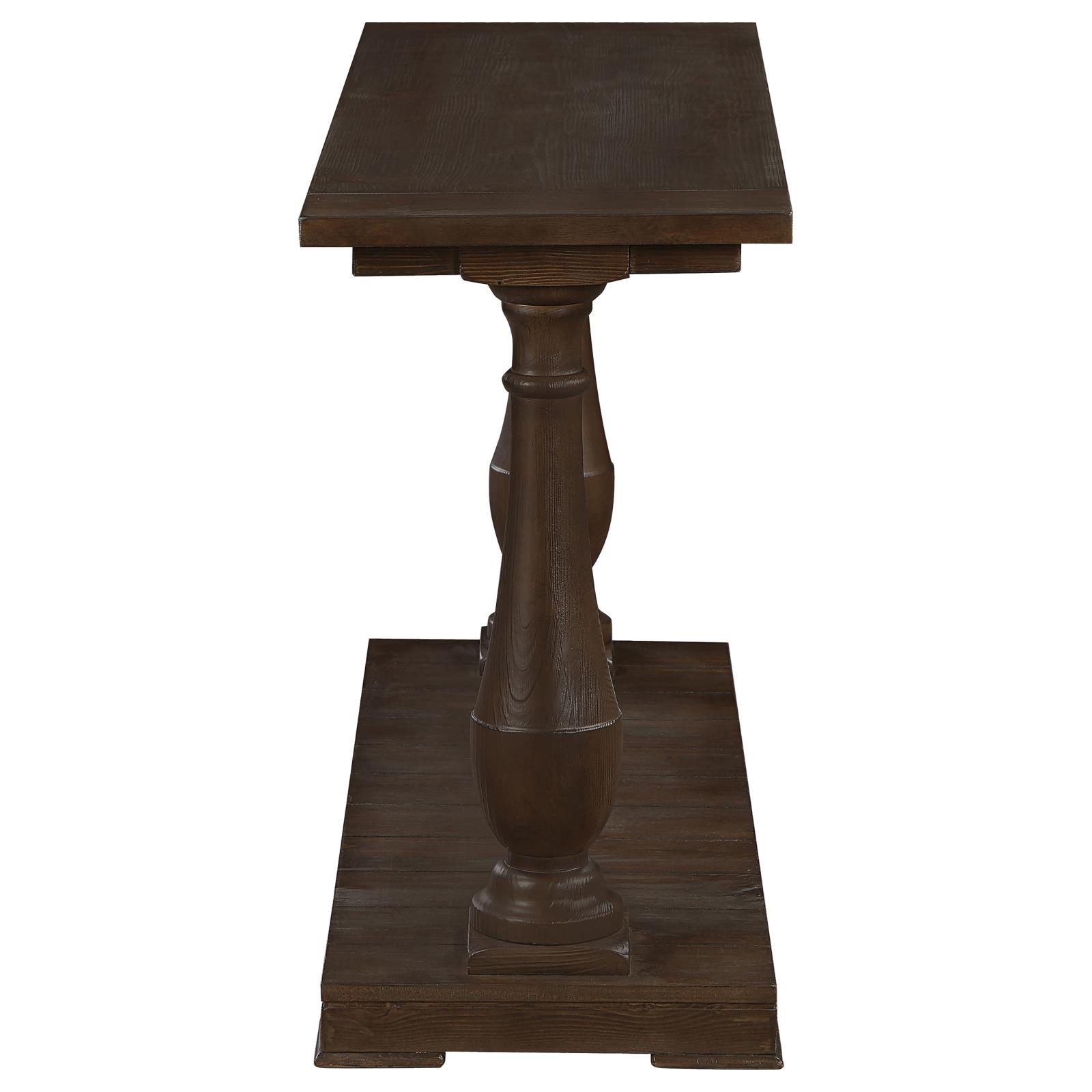 Walden Wood Veneer Rectangular Sofa Table with Turned Legs and Floor Shelf