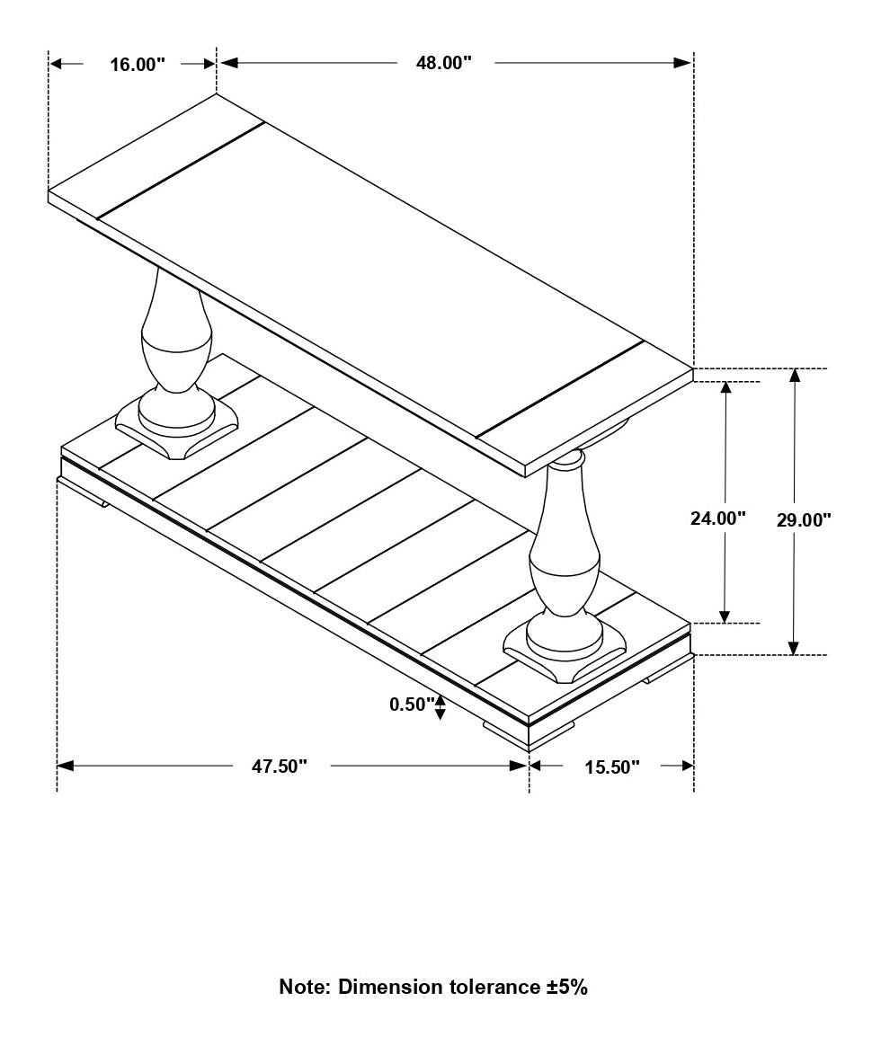 Walden Wood Veneer Rectangular Sofa Table with Turned Legs and Floor Shelf