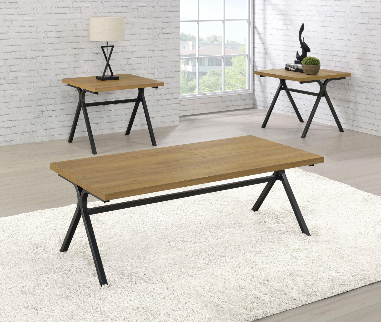 Colmar Wood Veneer 3-piece Trestle Occasional Table Set