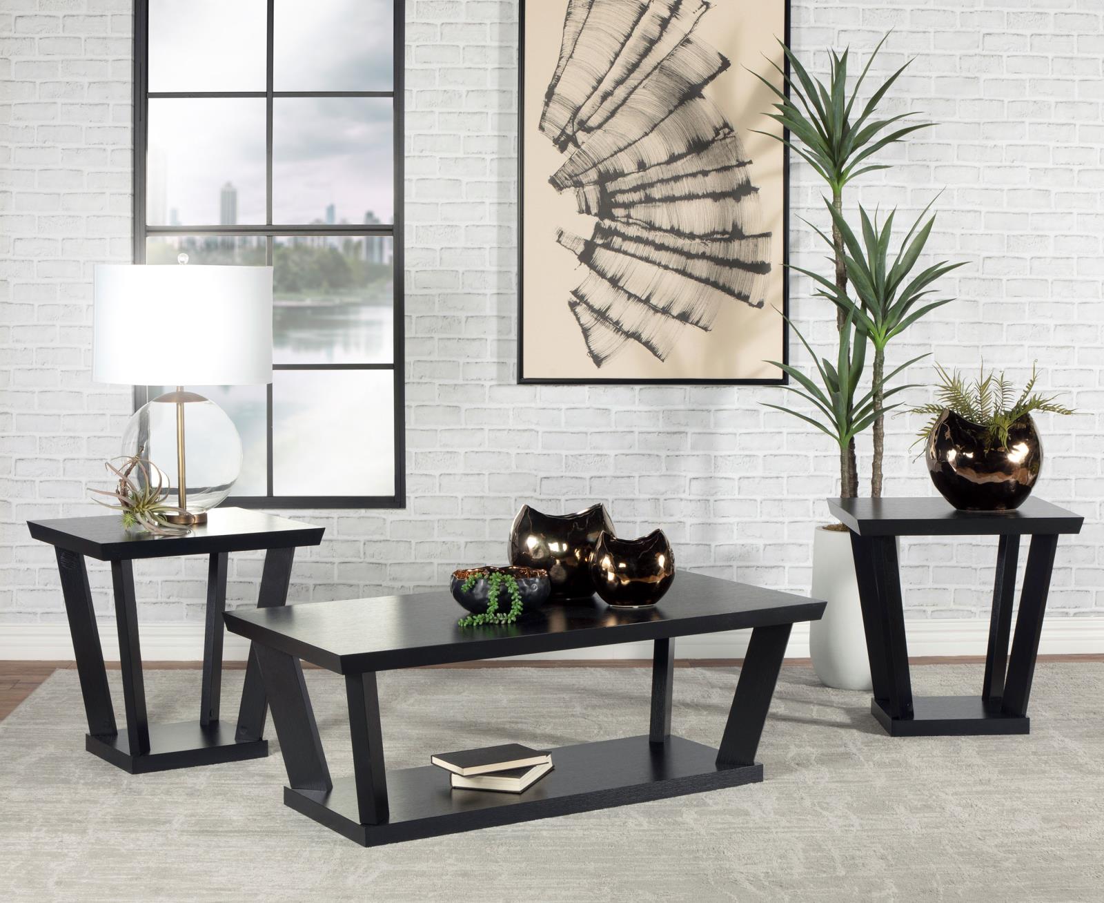 Aminta Wood Veneer 3-piece Occasional Table Set with Open Shelves
