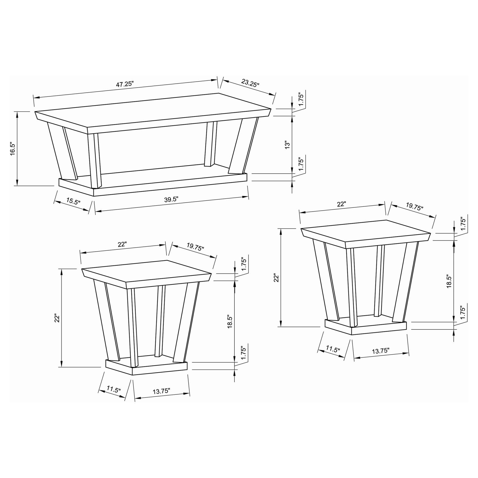 Aminta Wood Veneer 3-piece Occasional Table Set with Open Shelves
