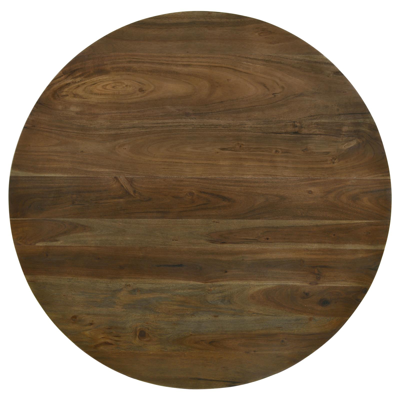 Zack Wood Round Coffee Table with Iron Base