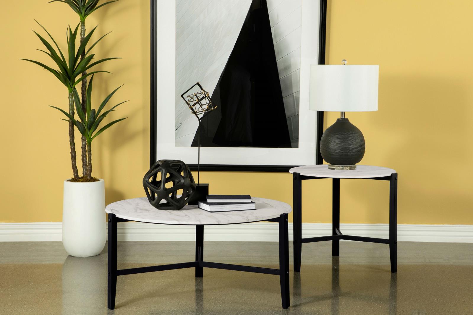 Tandi Round Faux Marble End Table