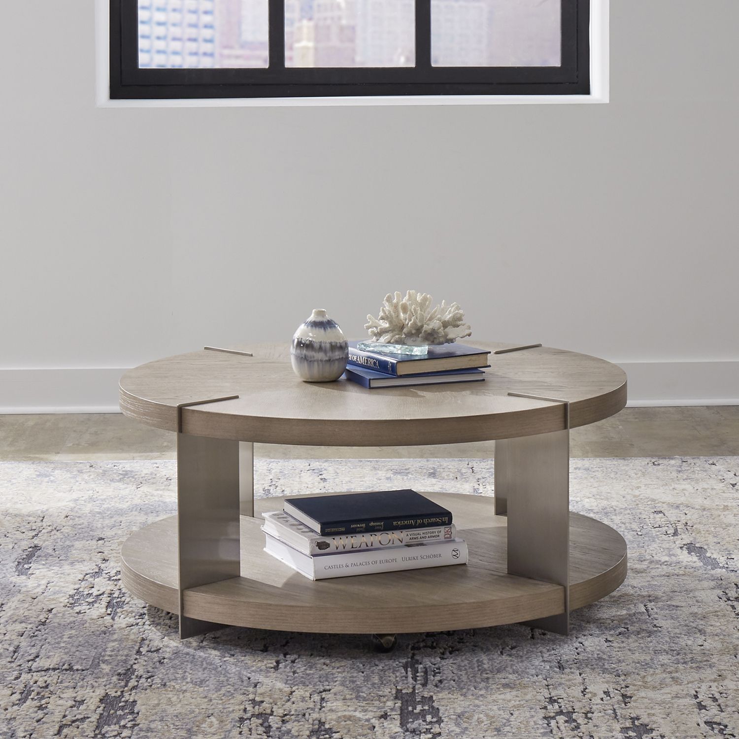 Harlow Round MDF/Metal Cocktail Table w/Casters