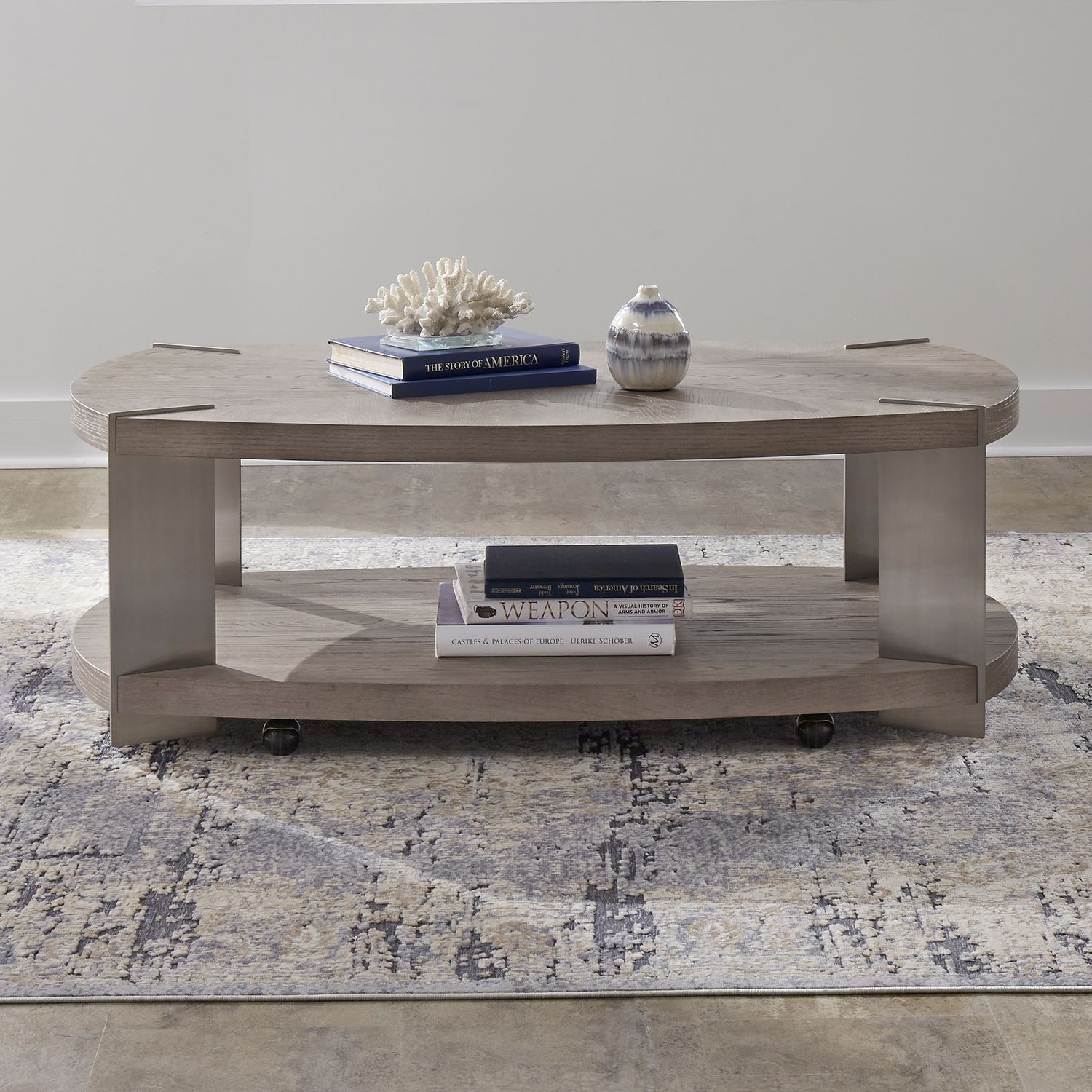 Harlow Oval MDF & Metal Cocktail Table Set – Modern