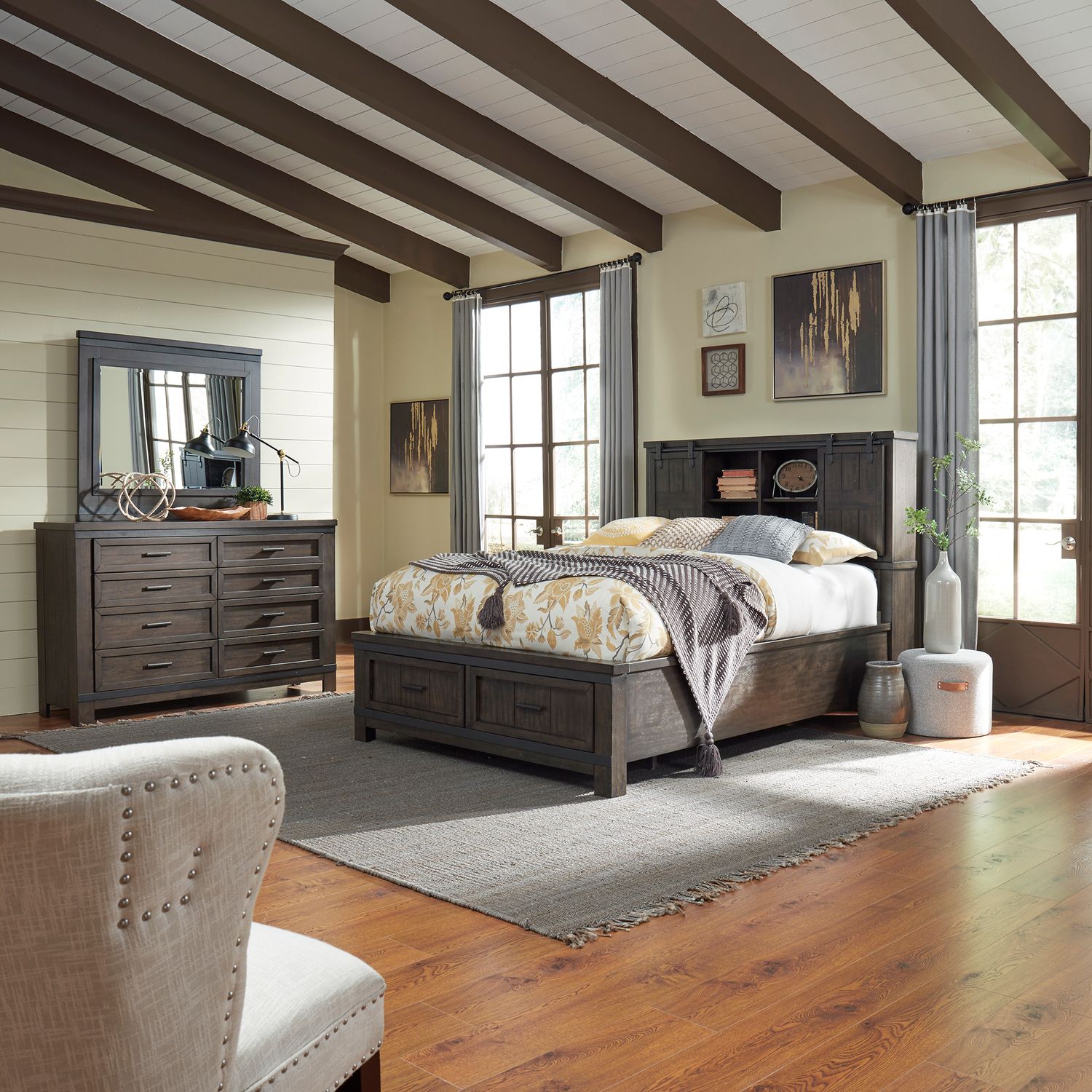 Thornwood Hills Bookcase Bedroom Set | Rustic Storage