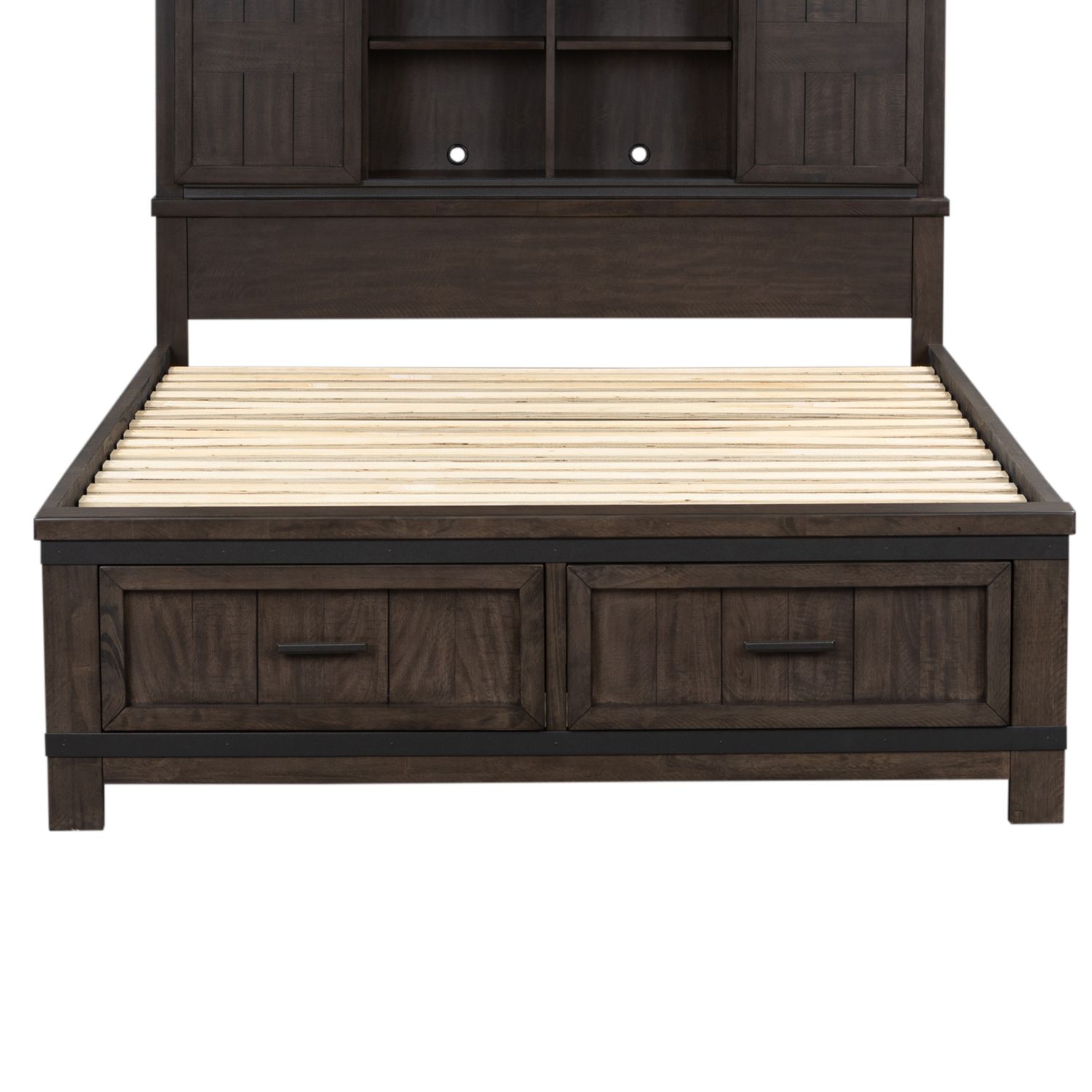 Thornwood Hills Wood Queen Size Bookcase Storage Panel Bed