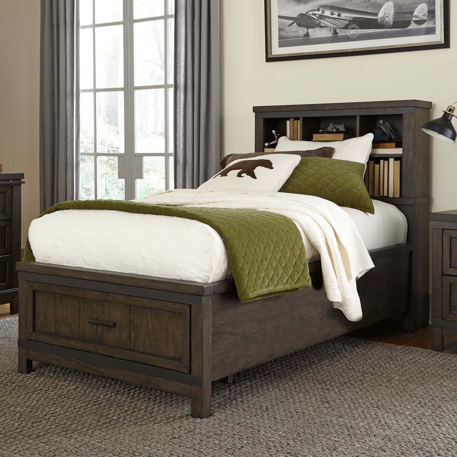 Thornwood Hills Bookcase Bedroom Set | Rustic Storage