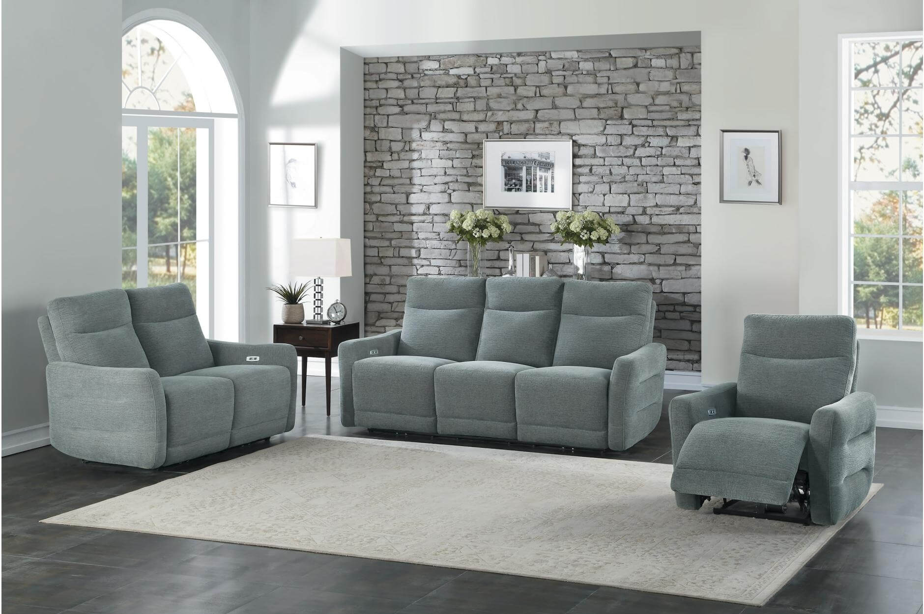 Edition Fabric Power Double Lay Flat Reclining Living Room Set