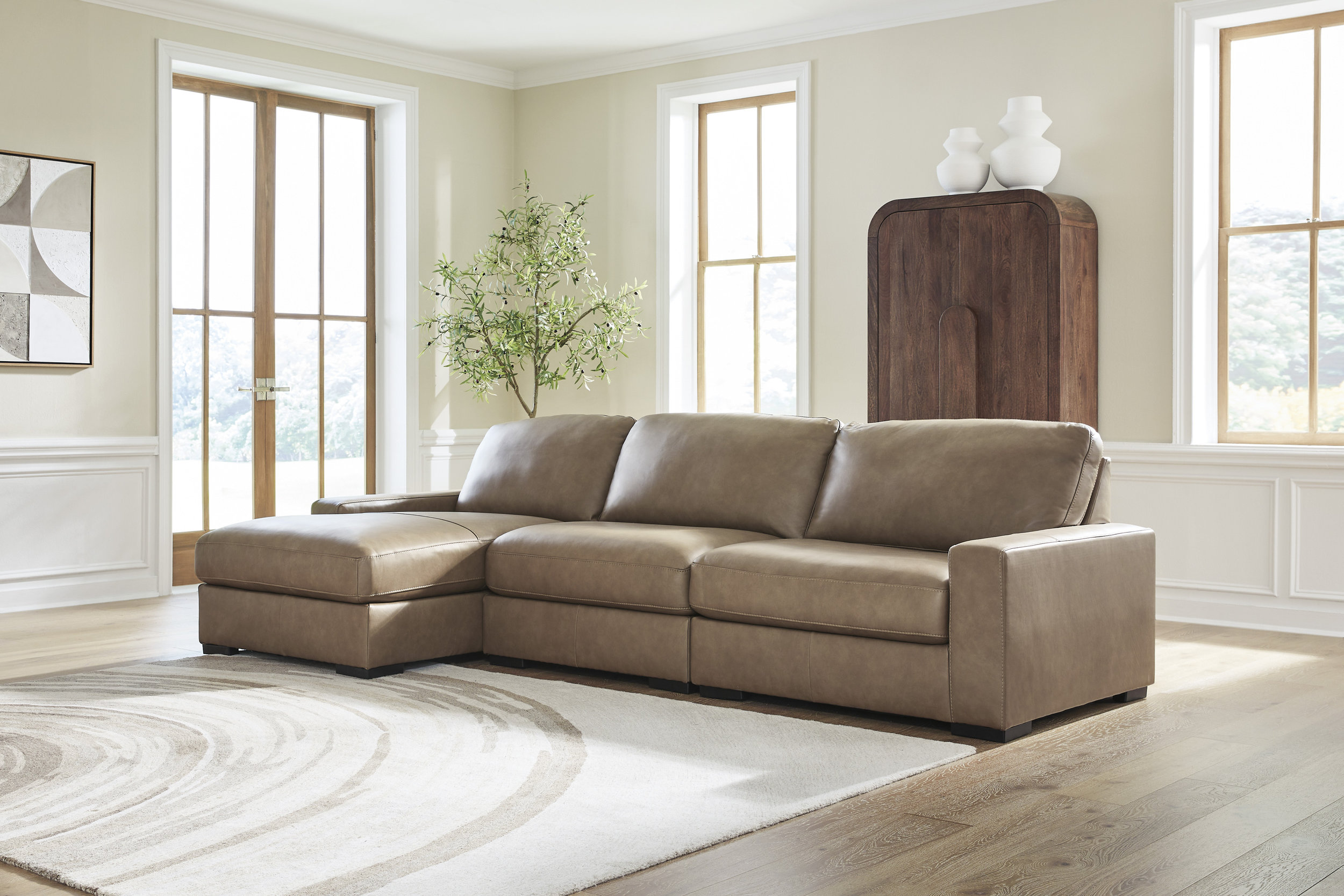 Veronella Leather 3-Piece Sofa Chaise