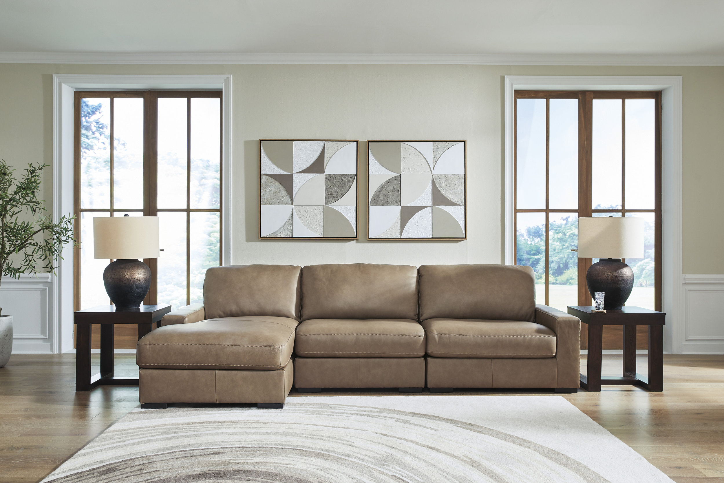 Veronella Leather 3-Piece Sofa Chaise