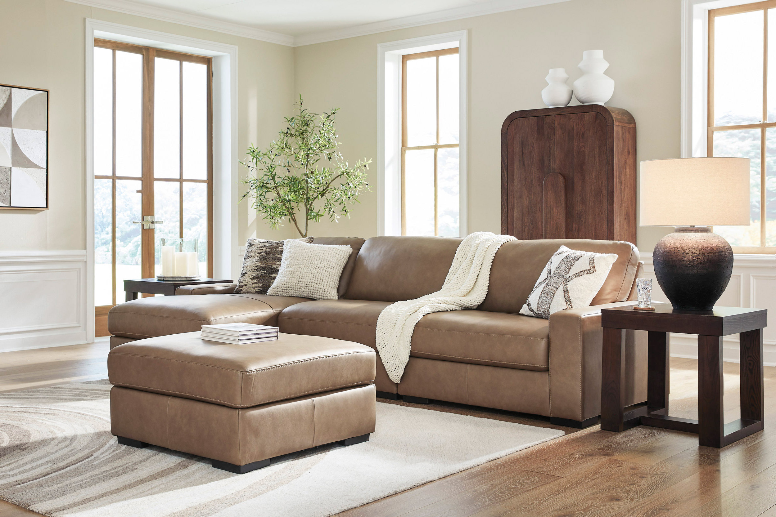 Veronella Leather 3-Piece Sofa Chaise