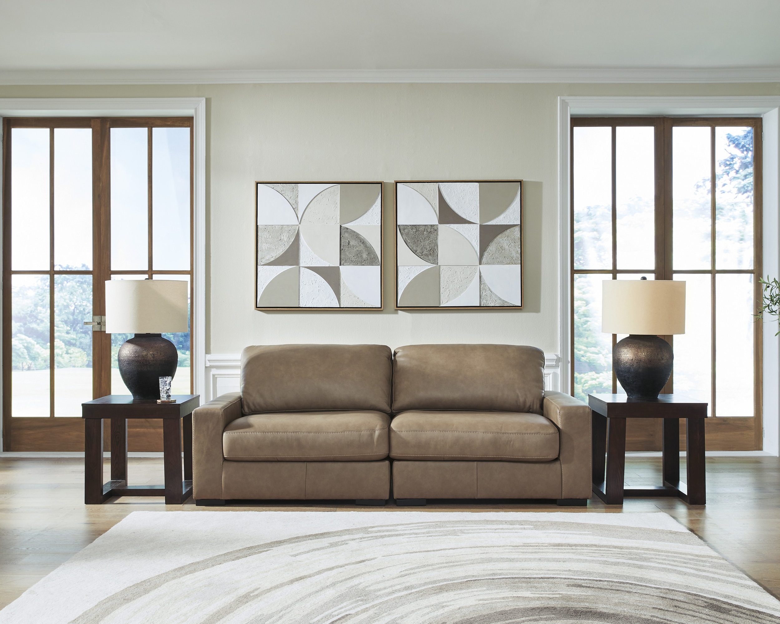 Veronella Leather 2-Piece Modular Loveseat