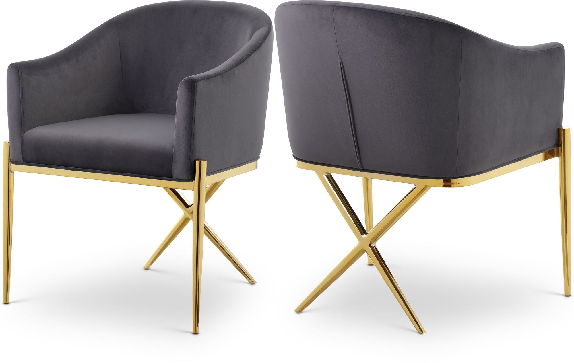 Xavier Velvet Dining Chair with Gold Steel Legs