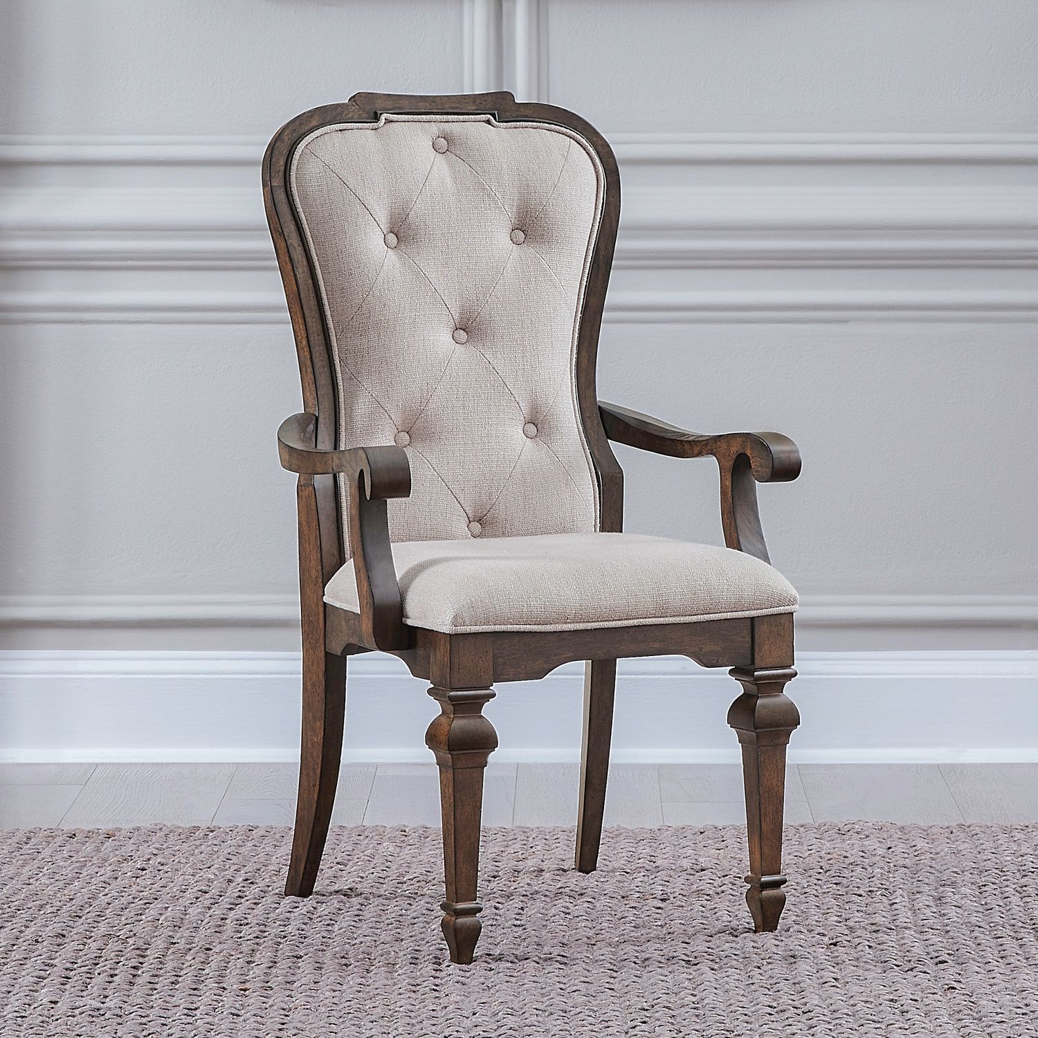 Provence Park Chenille/Wood Arm Chair