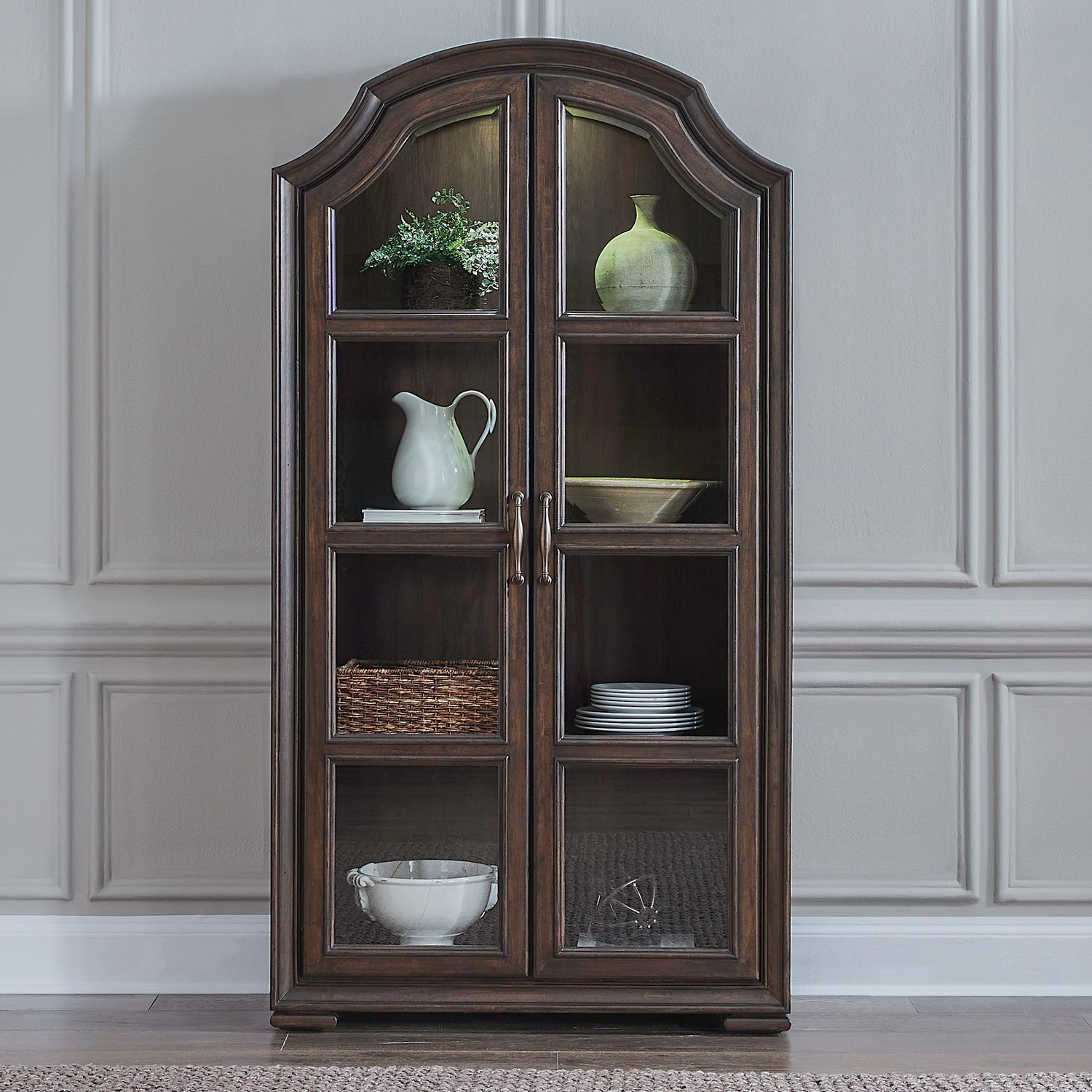 Provence Park Wood 2-Door Bunching Display Cabinet w/LED Lighting