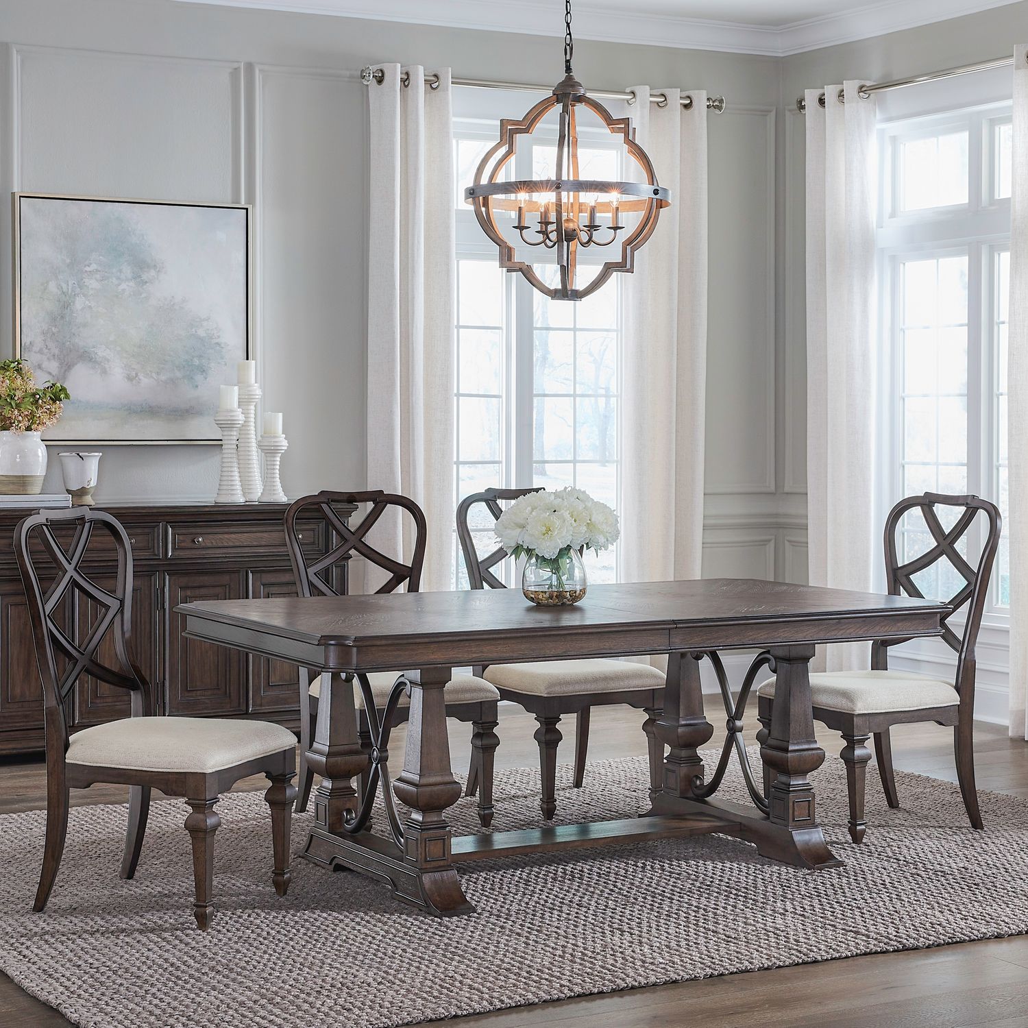 Provence Park Rectangular Wood Extendable Trestle Dining Table