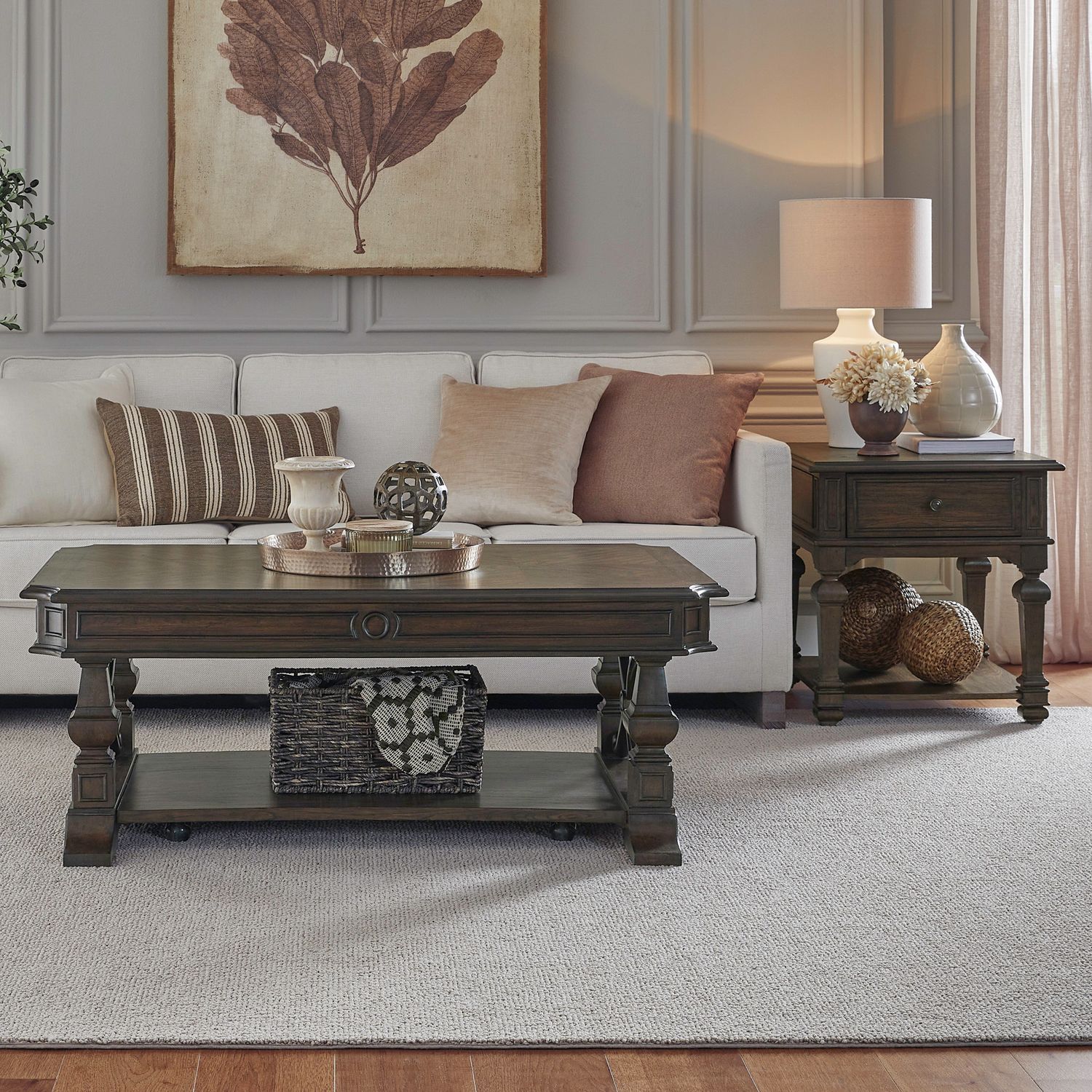 Provence Park Rectangular Wood Cocktail Table w/Casters