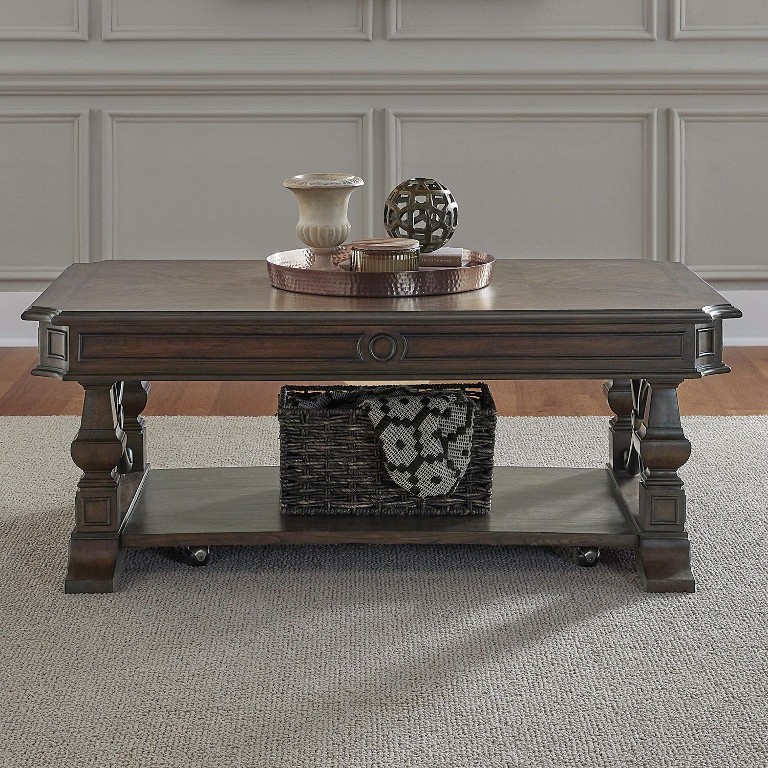 Provence Park Rectangular Wood Cocktail Table w/Casters
