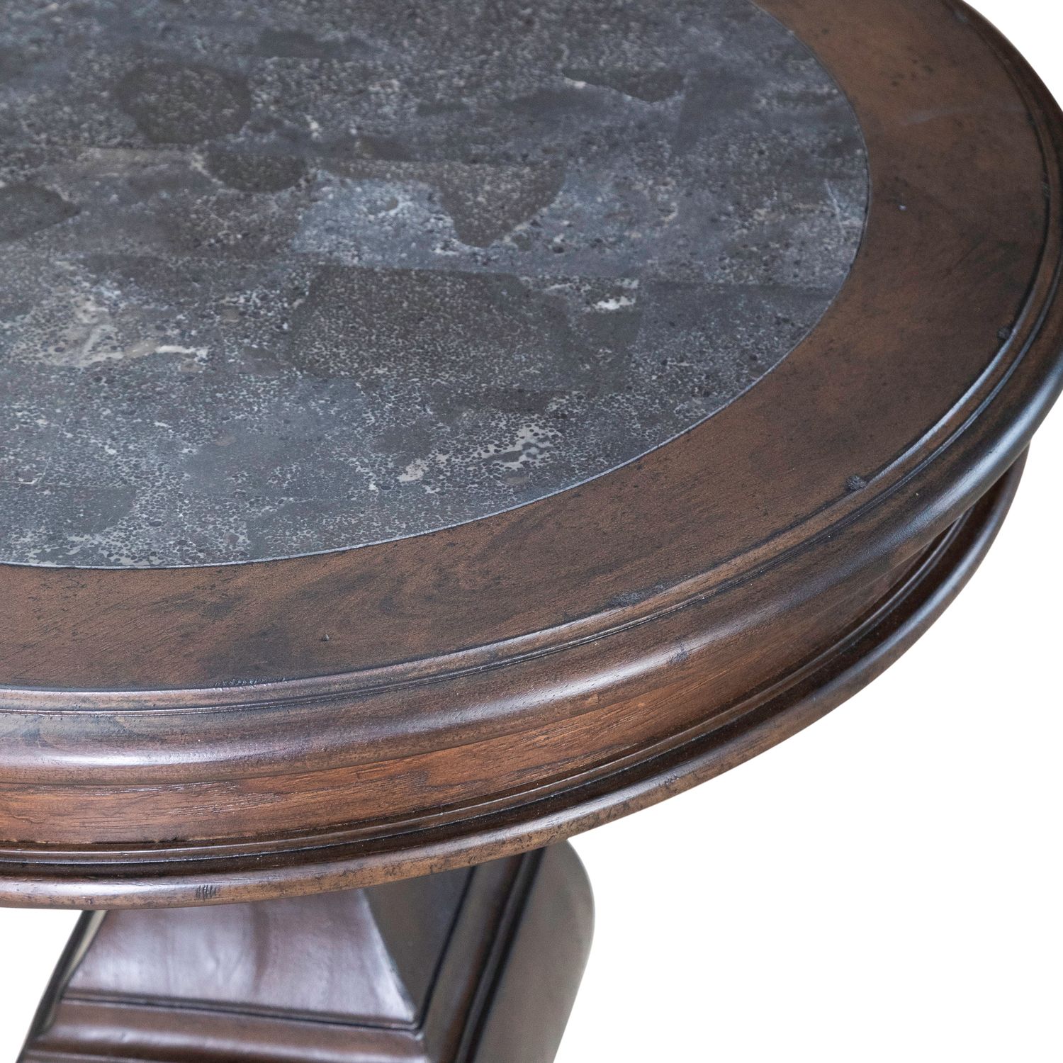 Provence Park Round Blue Stone/Wood End Table