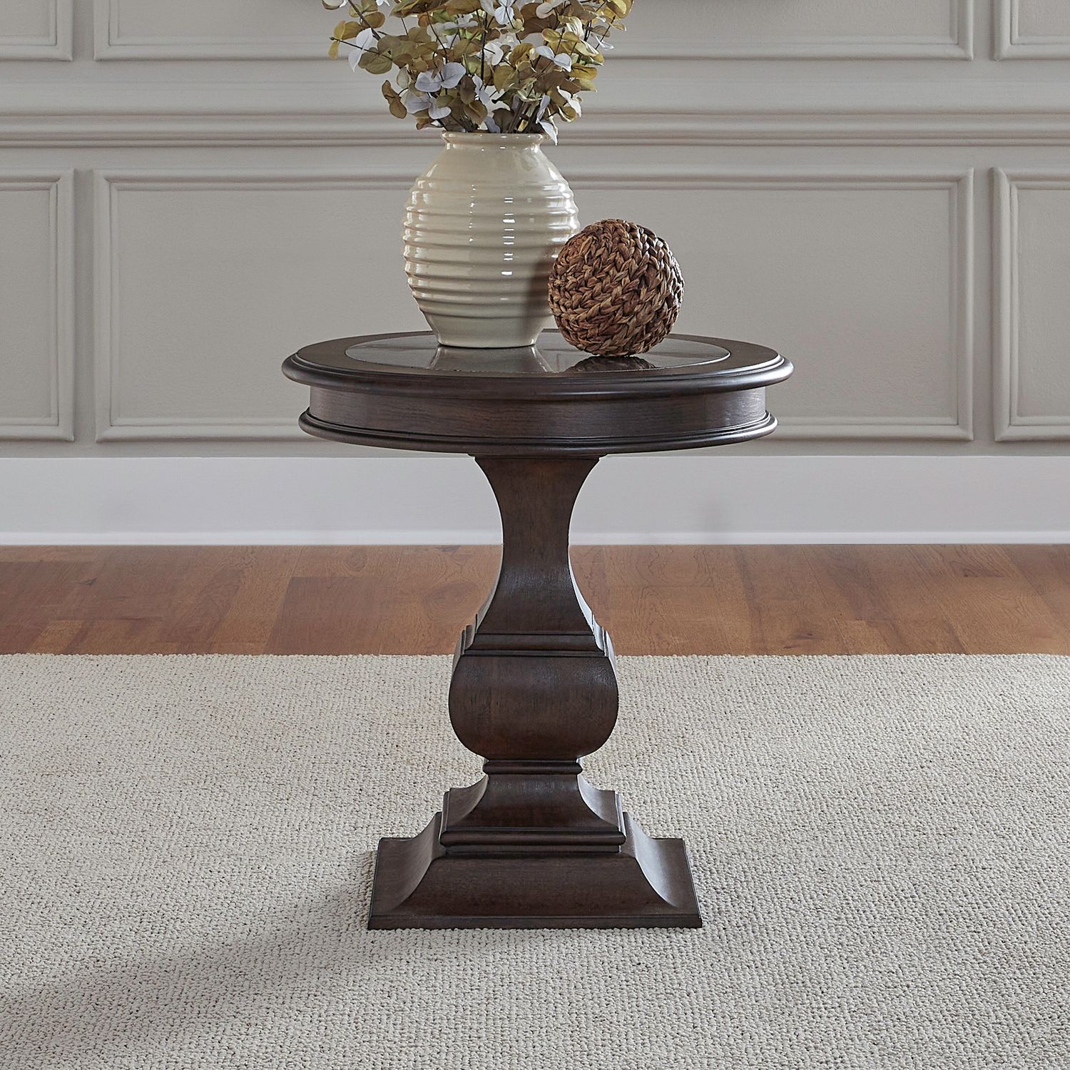 Provence Park Round Blue Stone/Wood End Table