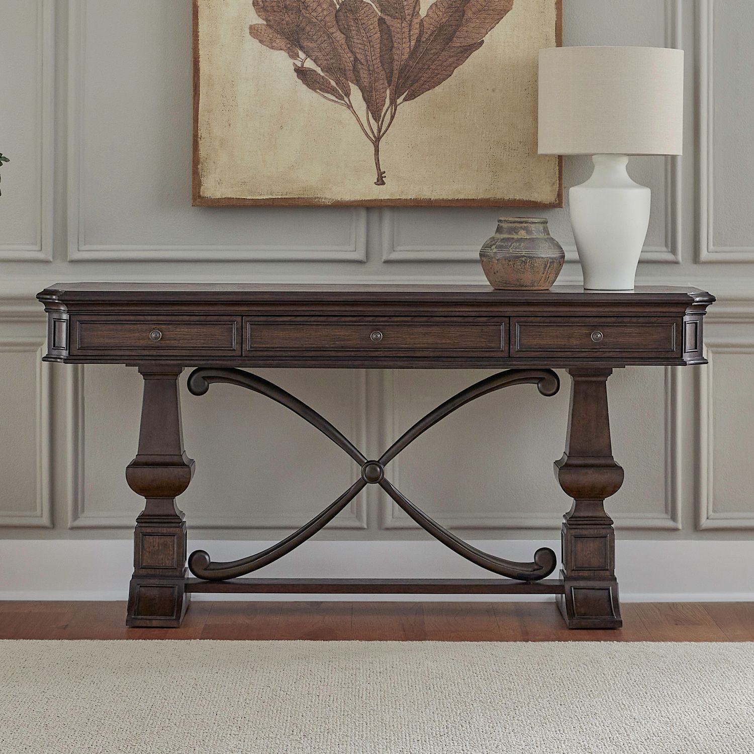 Provence Park Rectangular Wood 3-Drawer Sofa Table