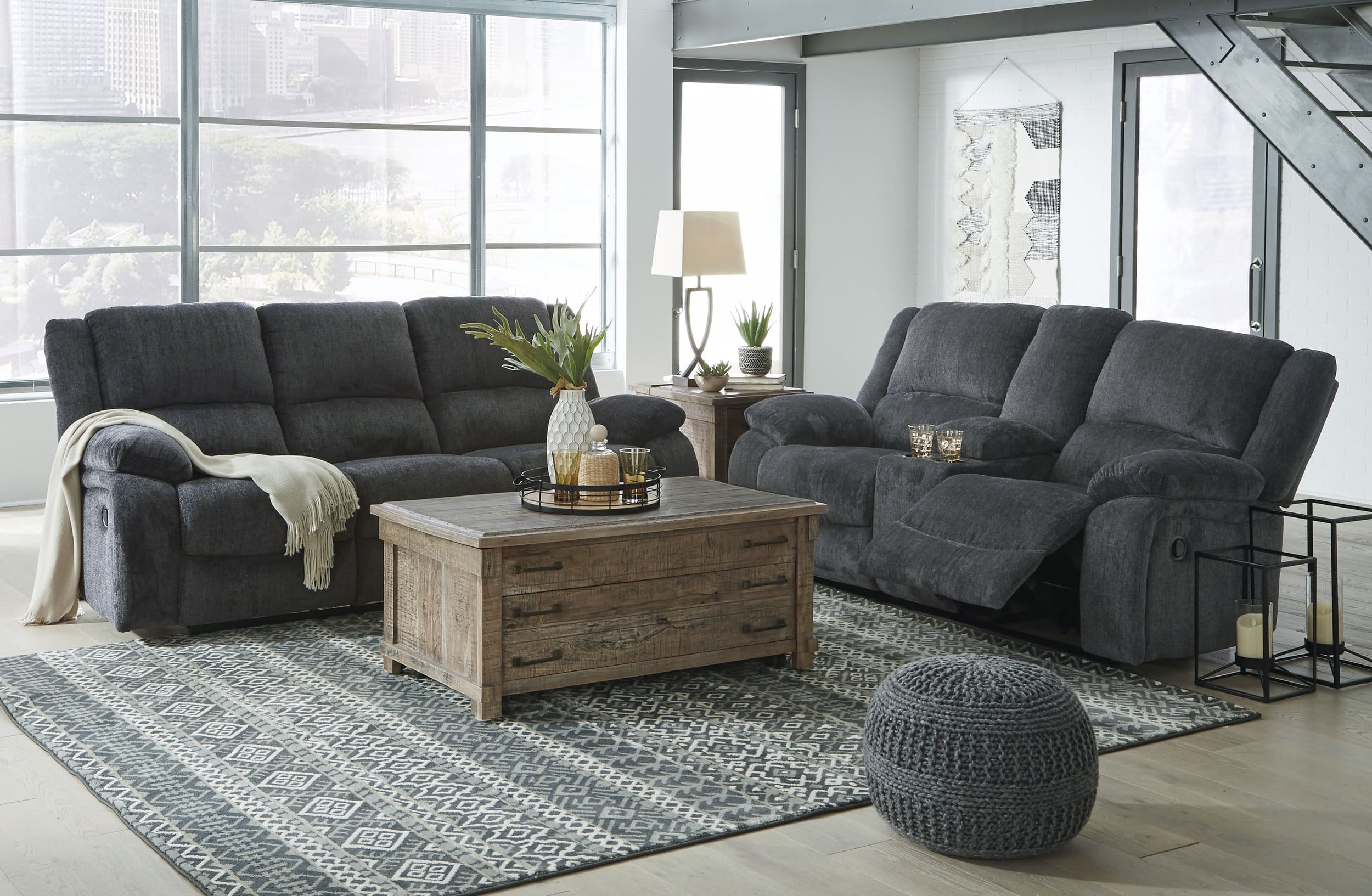 Ashley Draycoll Power Reclining Loveseat Living Room 