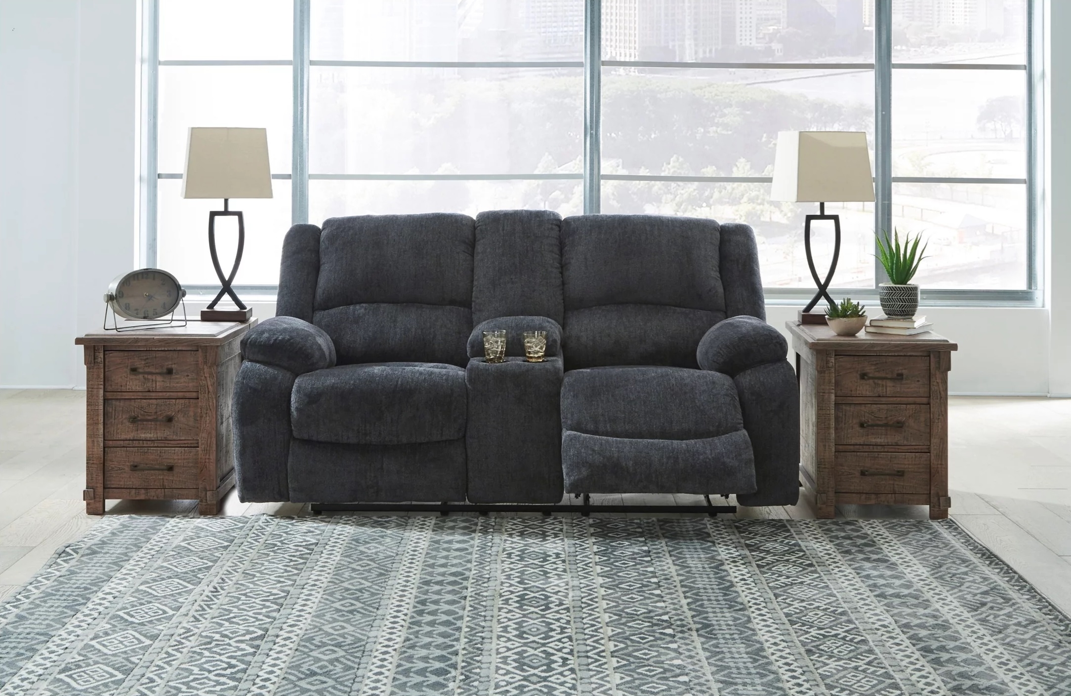 Draycoll Polyester Manual Reclining Loveseat w/Console
