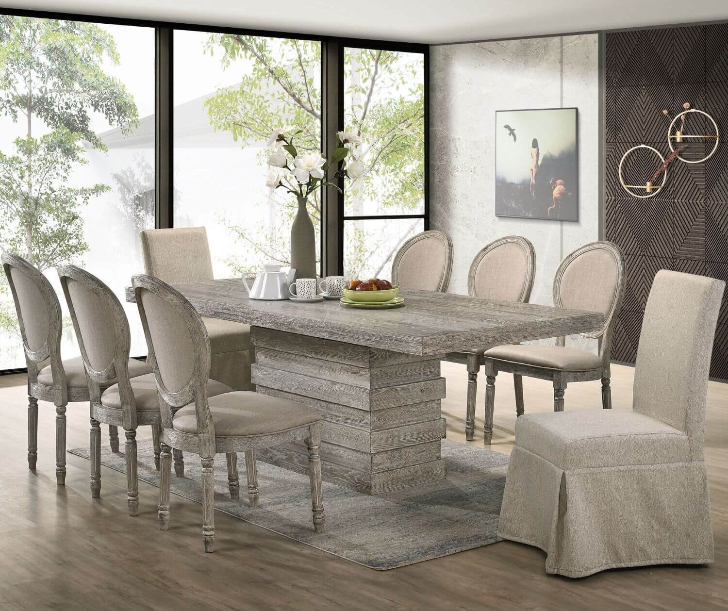 Faustine Wood Rectangular Dining Table