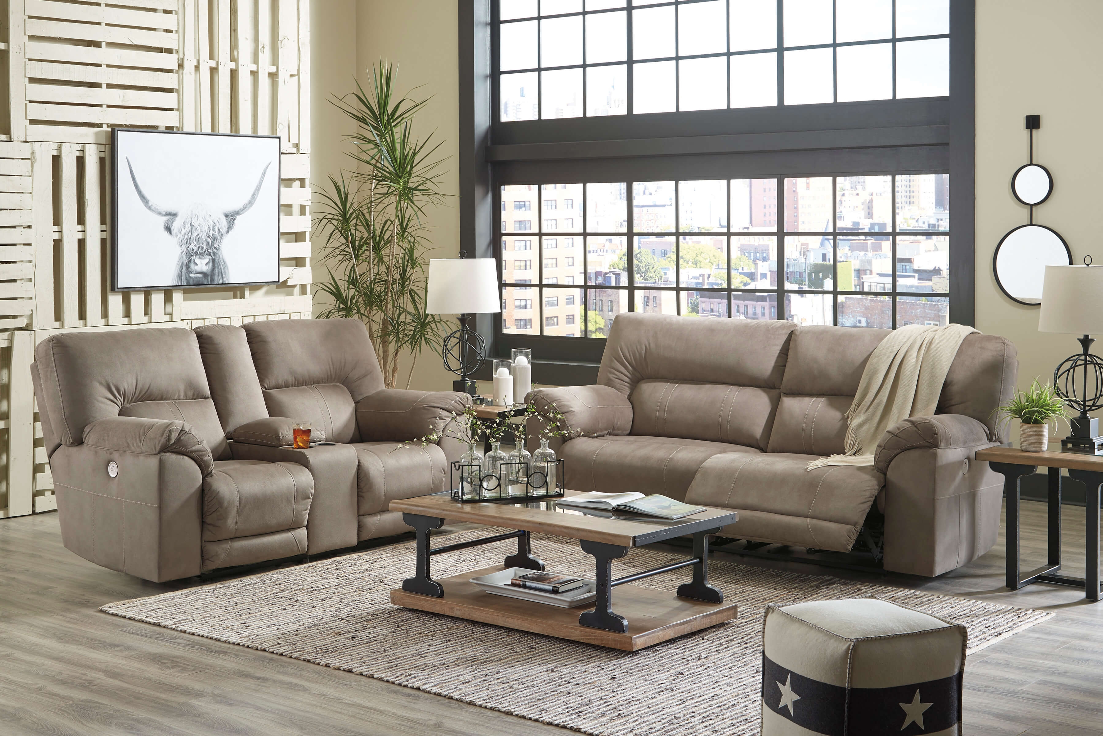 Cavalcade Polyester Power Reclining Living Room Set