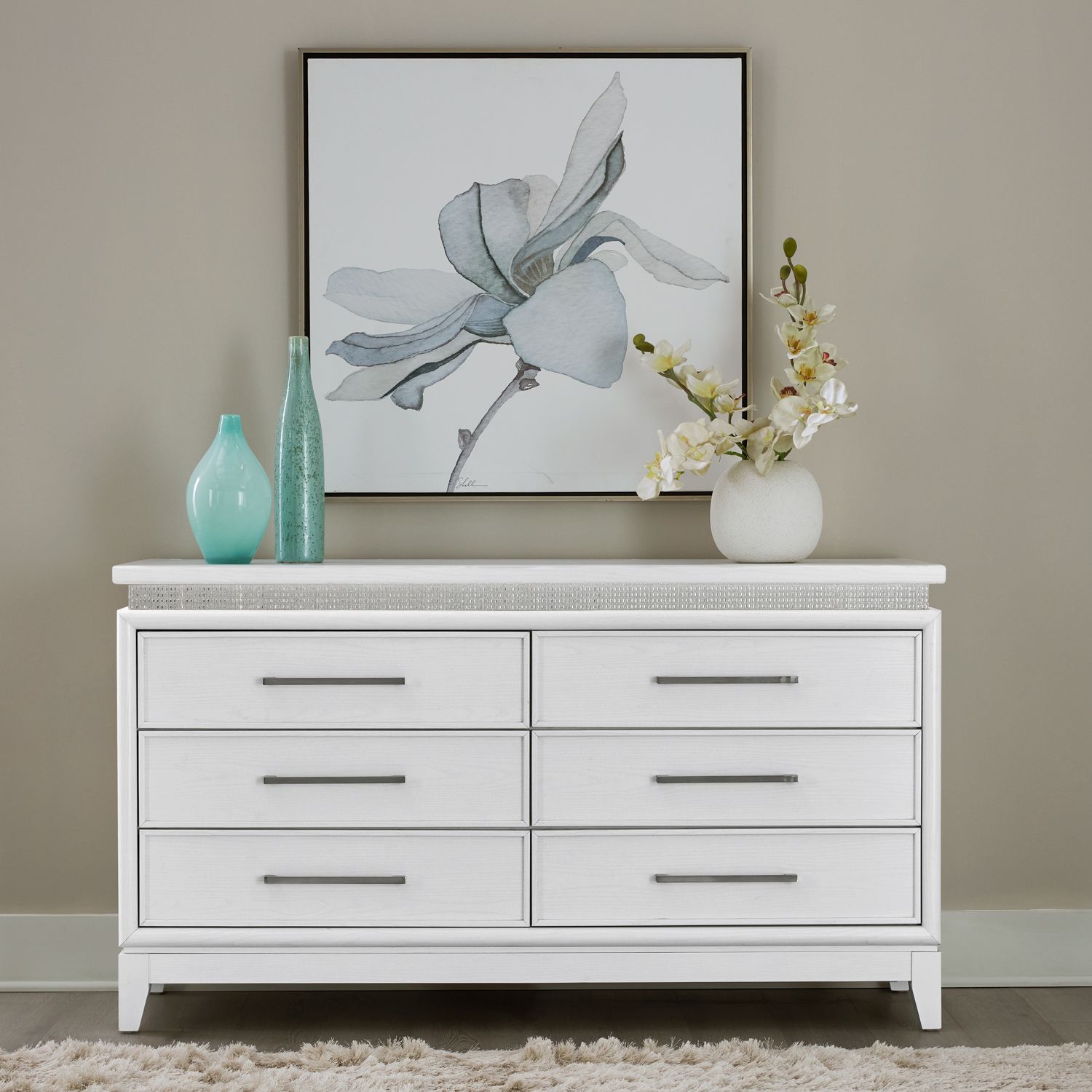 Reflections Wood 6-Drawer Double Dresser w/Lights