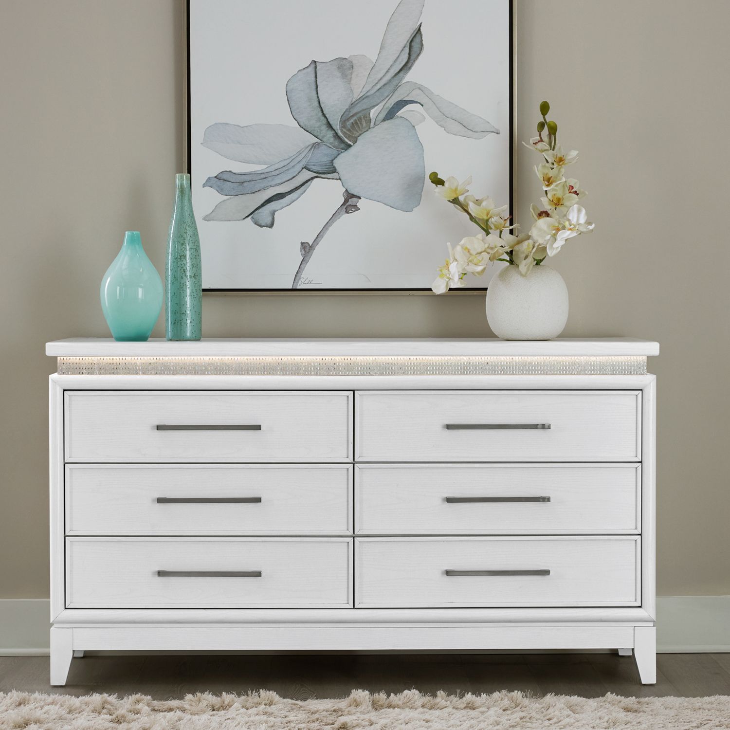 Reflections Wood 6-Drawer Double Dresser w/Lights