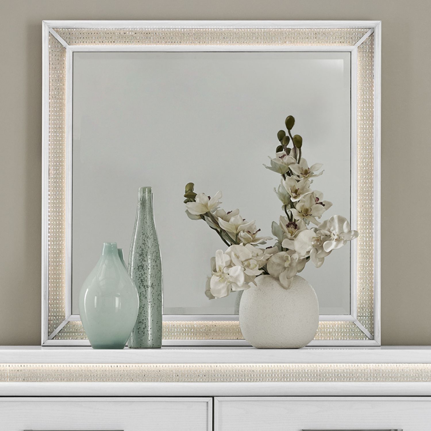Reflections Rectangular Wood Lighted Mirror