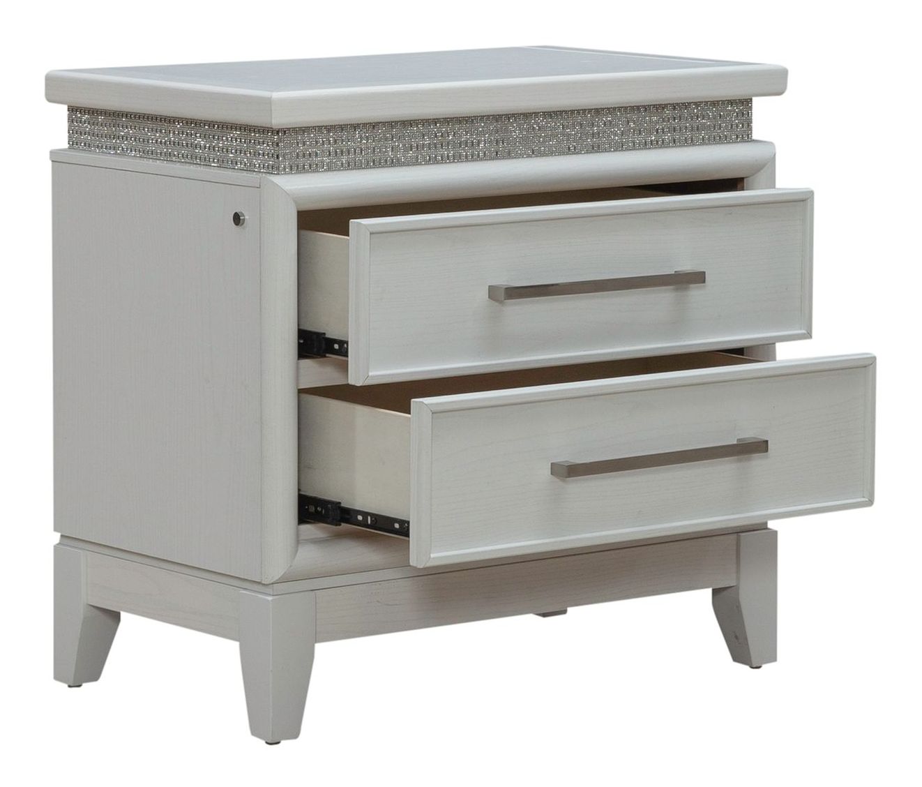 Reflections Wood 2-Drawer Nightstand w/Lights & Charging Station